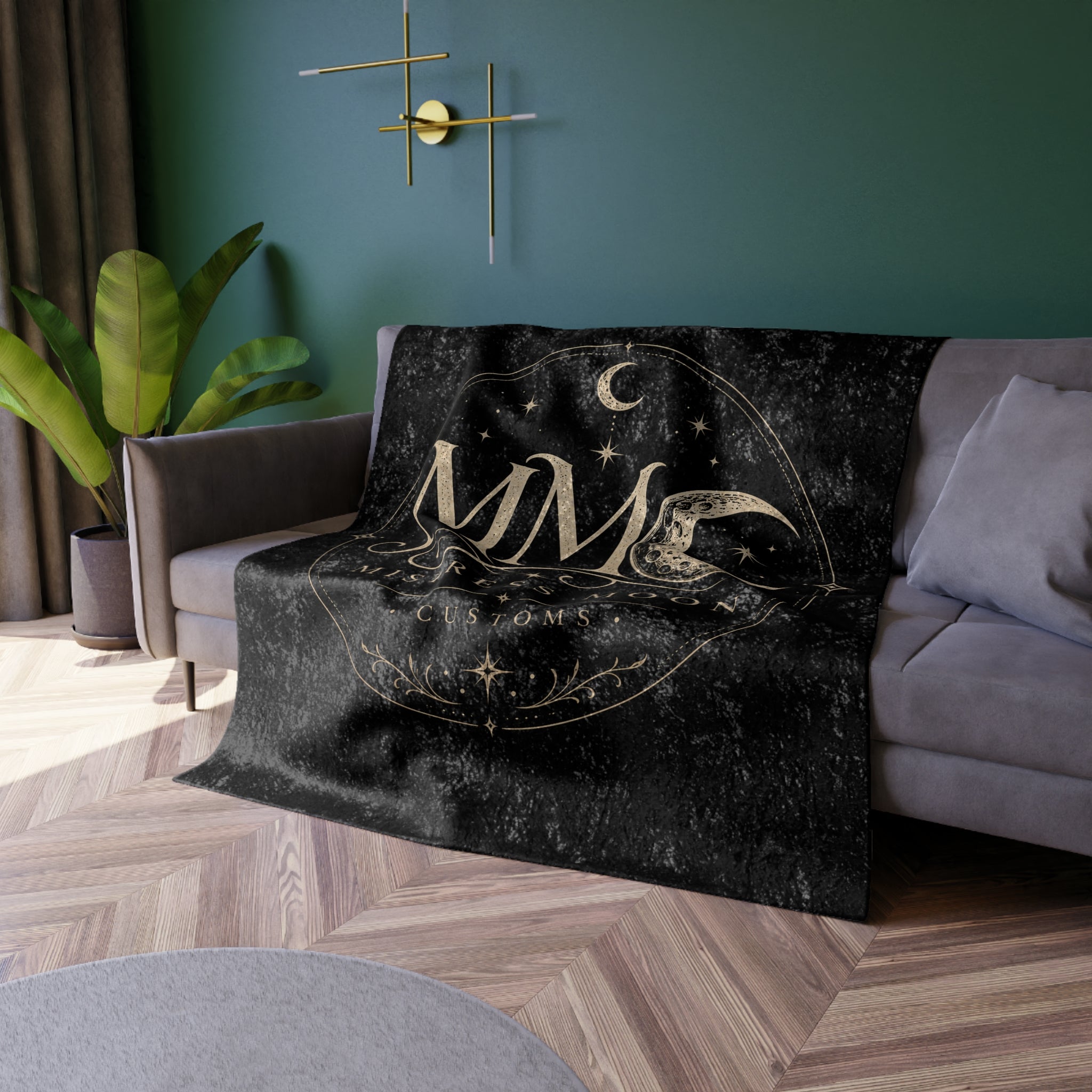 Crushed Velvet Blanket — Phoenix Crowned 'Mistress Moon mmc mono