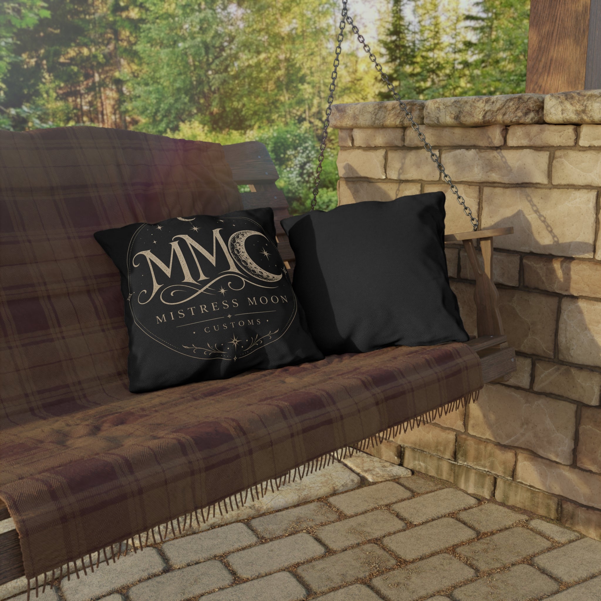 Mistress Moon Outdoor Pillow — Goddess Moonlight Decorative Cushion mmc mono