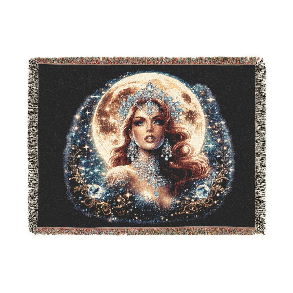 Mistress Moon Woven Blanket | Vintage Art Deco Goddess Throw mm4
