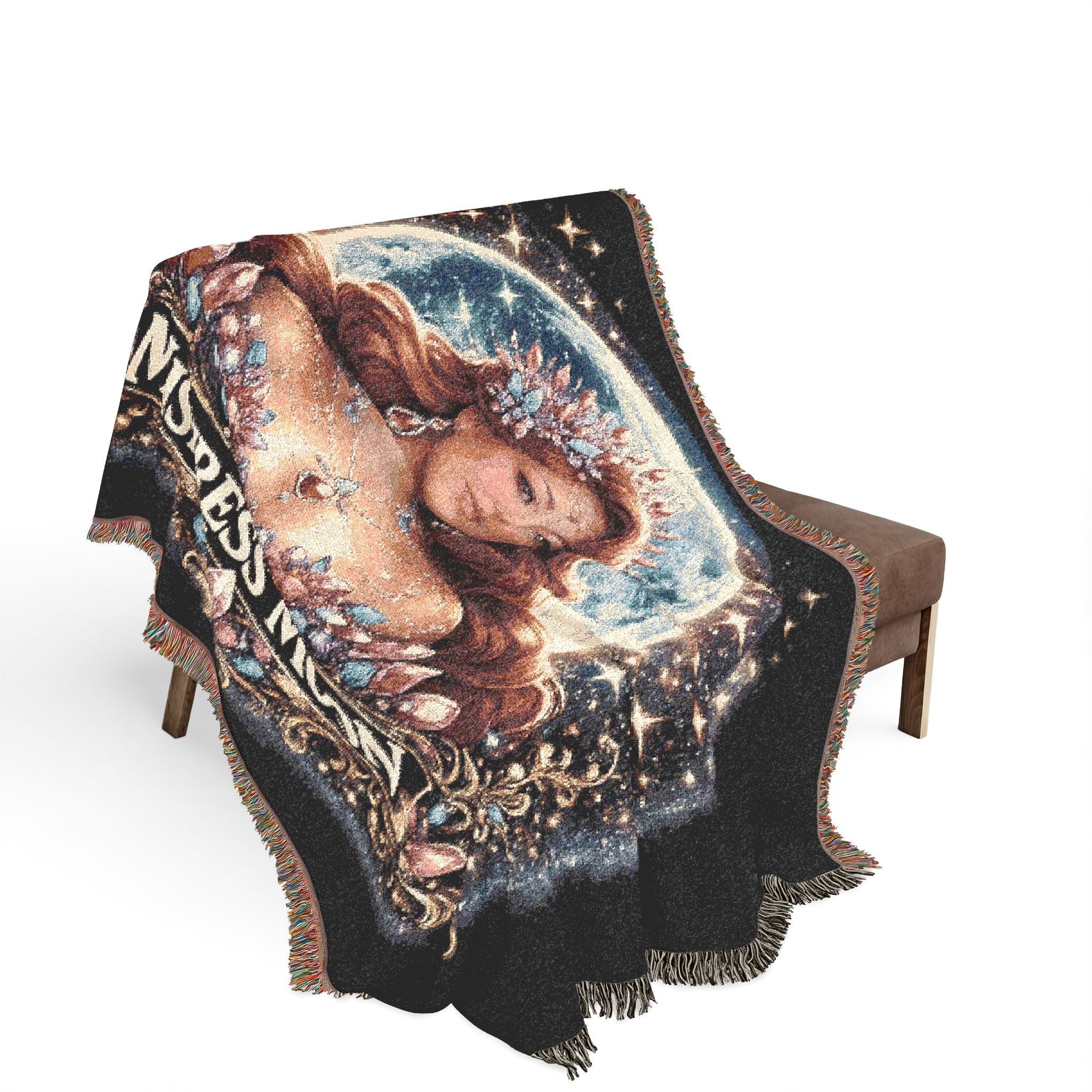 Mistress Moon Woven Blanket | Vintage Art Deco Goddess Throw mm6