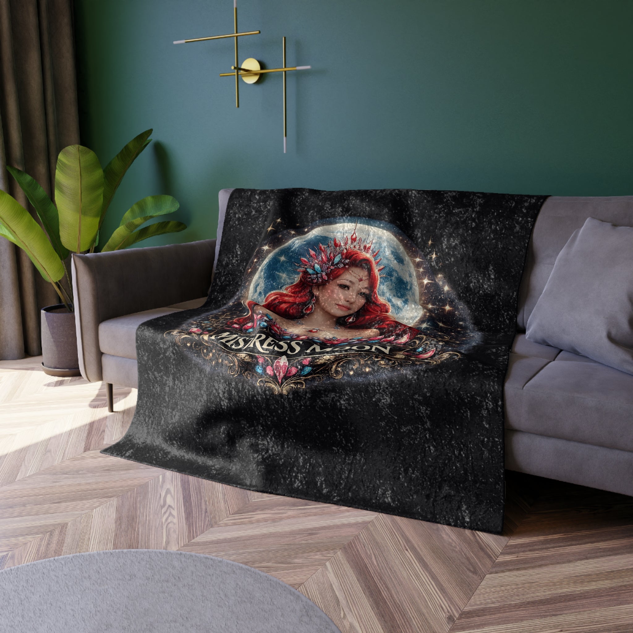 Crushed Velvet Blanket — Phoenix Crowned 'Mistress Moon mm5