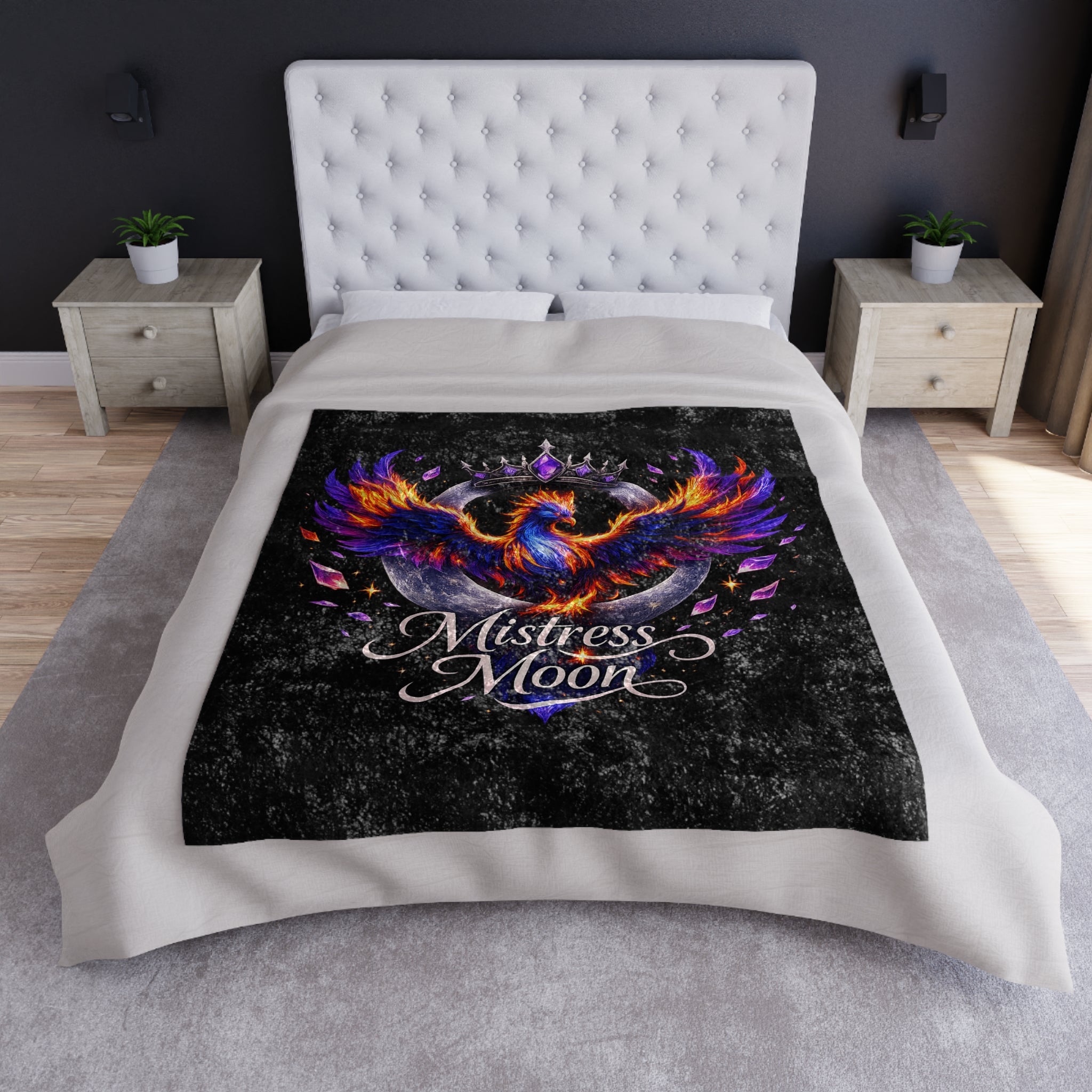 Crushed Velvet Blanket — Phoenix Crowned 'Mistress Moon mm6