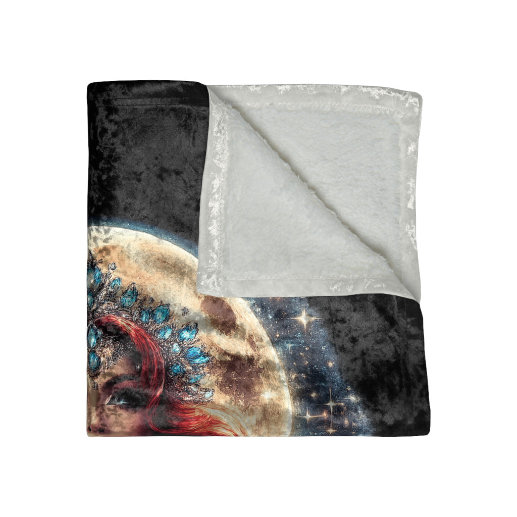 Crushed Velvet Blanket — Phoenix Crowned 'Mistress Moon' Flame Art Throw mm4