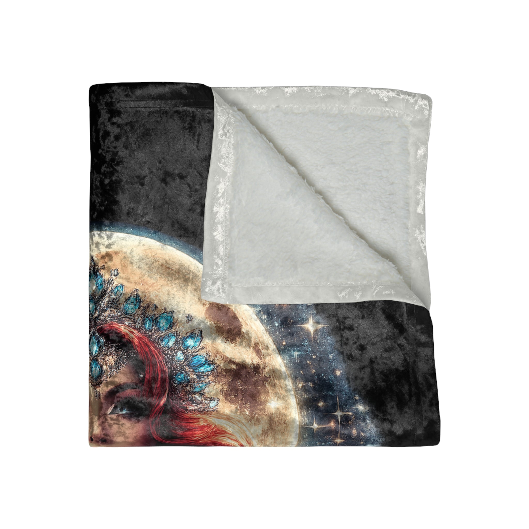 Crushed Velvet Blanket — Phoenix Crowned 'Mistress Moon' Flame Art Throw mm4
