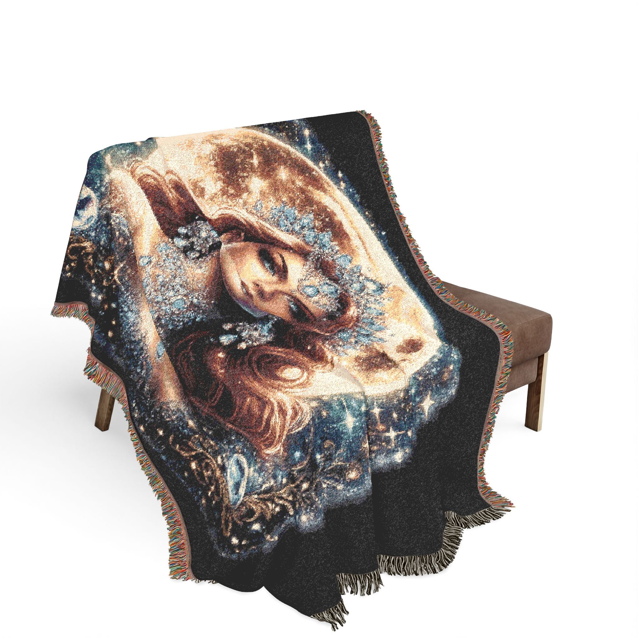Mistress Moon Woven Blanket | Vintage Art Deco Goddess Throw mm4