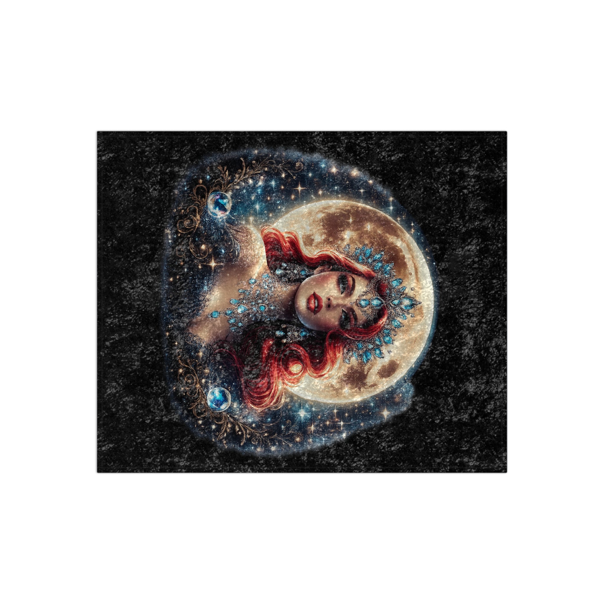 Crushed Velvet Blanket — Phoenix Crowned 'Mistress Moon' Flame Art Throw mm4