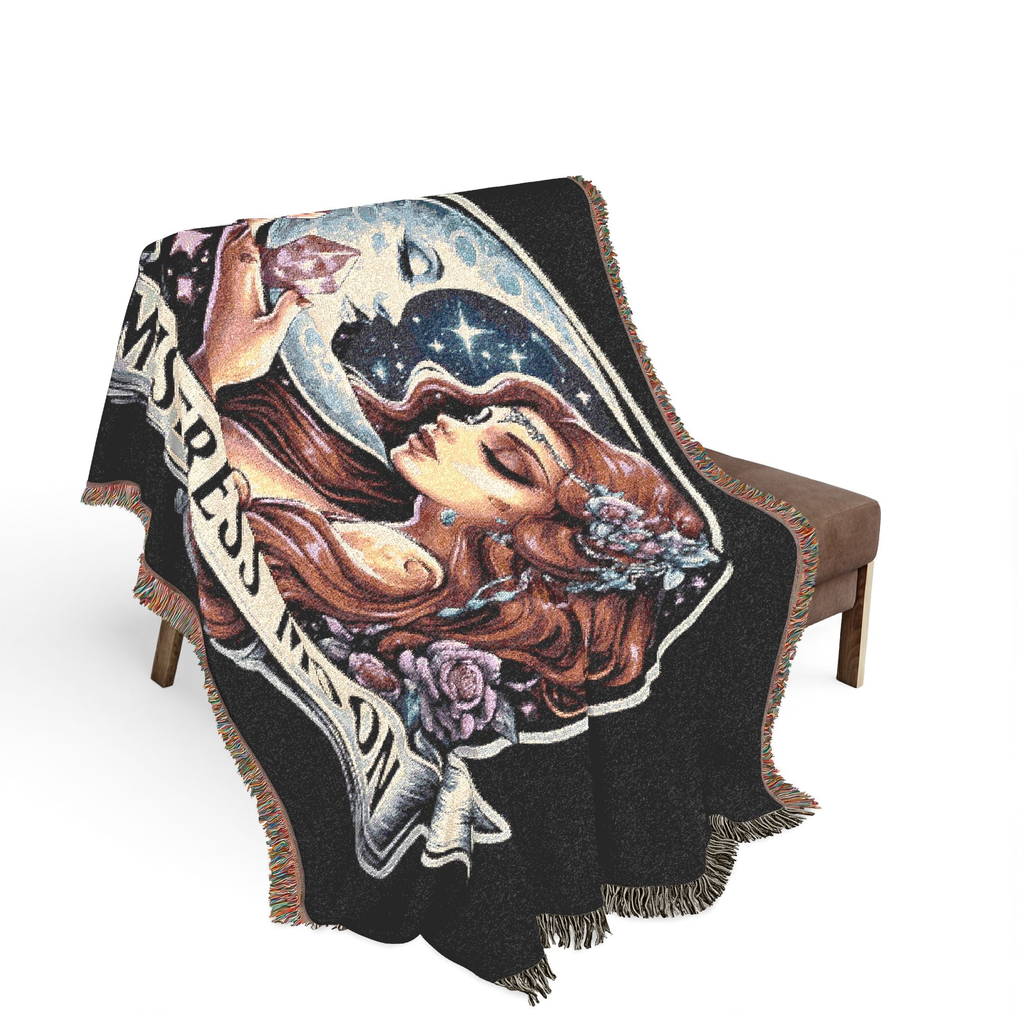 Mistress Moon Woven Blanket | Vintage Art Deco Goddess Throw mm3