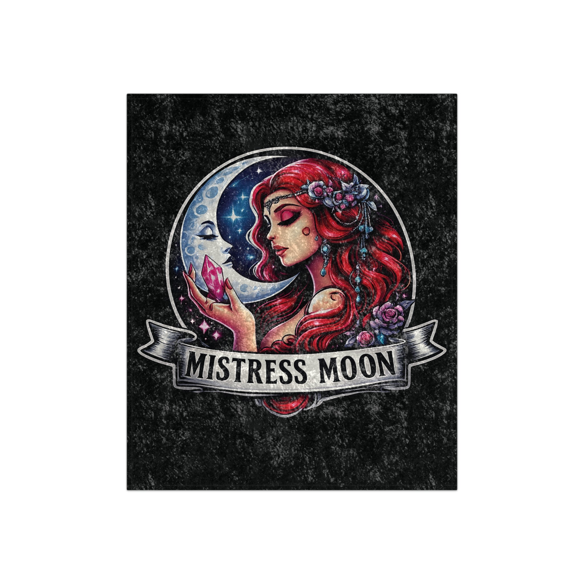 Crushed Velvet Blanket — Phoenix Crowned 'Mistress Moon' Flame Art Throw mm3