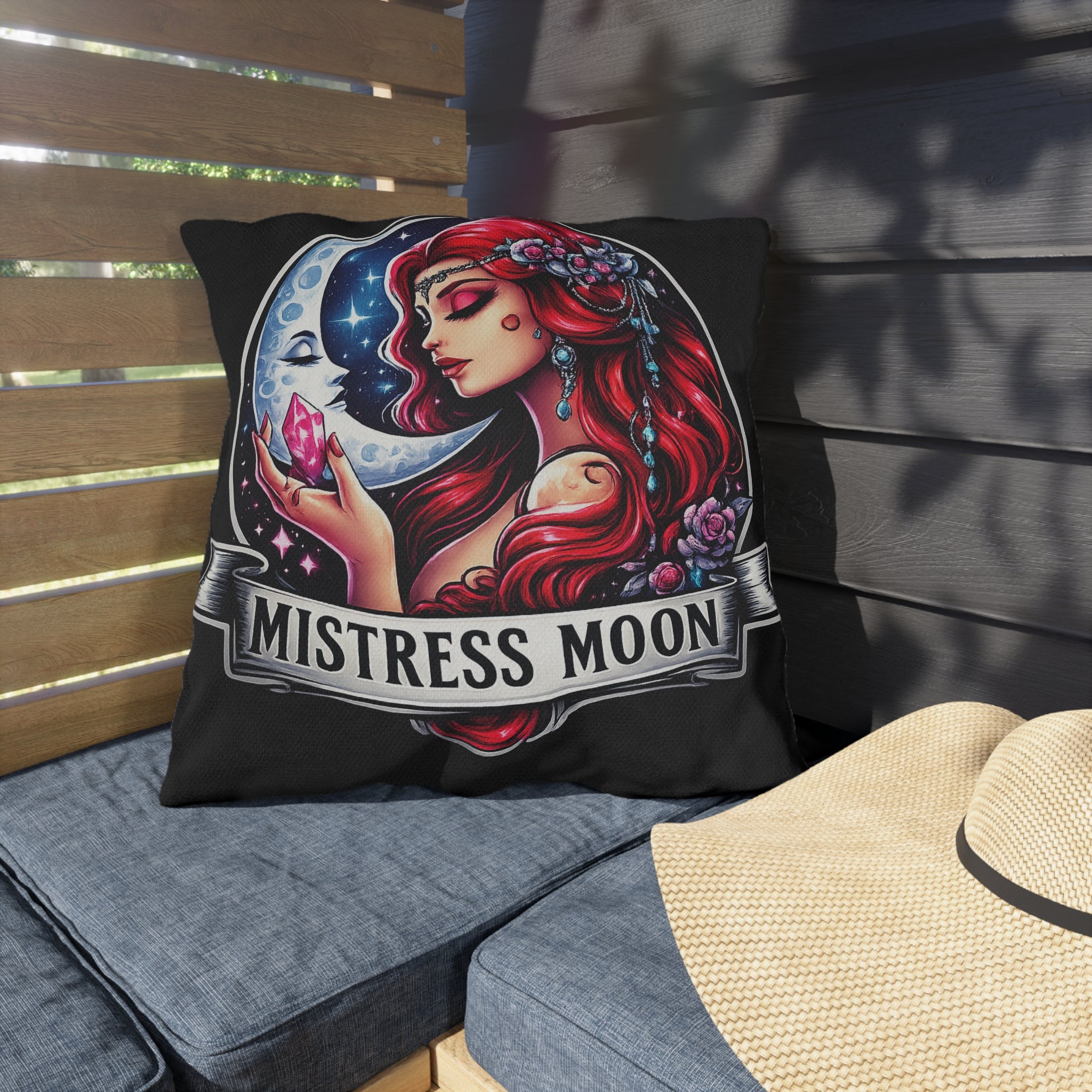 Mistress Moon Outdoor Pillow — Goddess Moonlight Decorative Cushion mm3