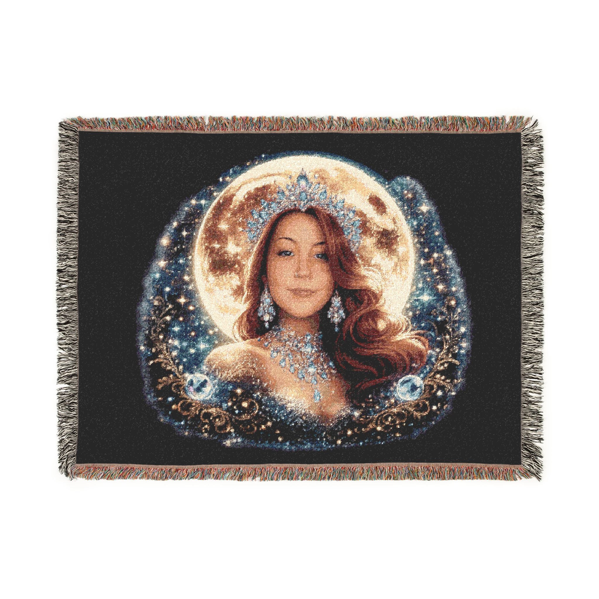 Mistress Moon Woven Blanket | Vintage Art Deco Goddess Throw mm4r