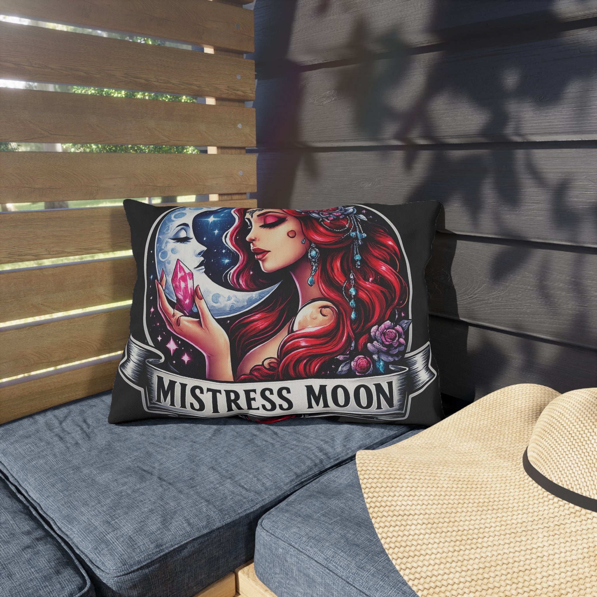 Mistress Moon Outdoor Pillow — Goddess Moonlight Decorative Cushion mm3