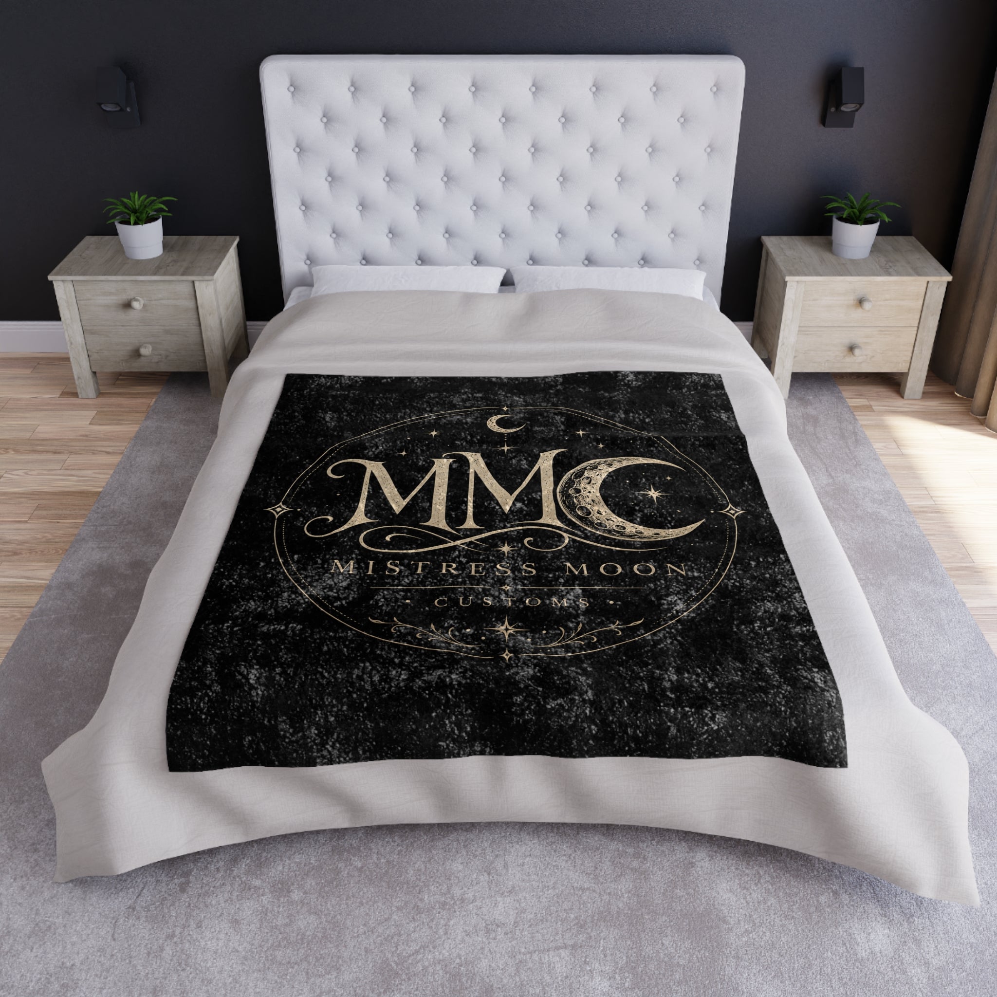 Crushed Velvet Blanket — Phoenix Crowned 'Mistress Moon mmc mono
