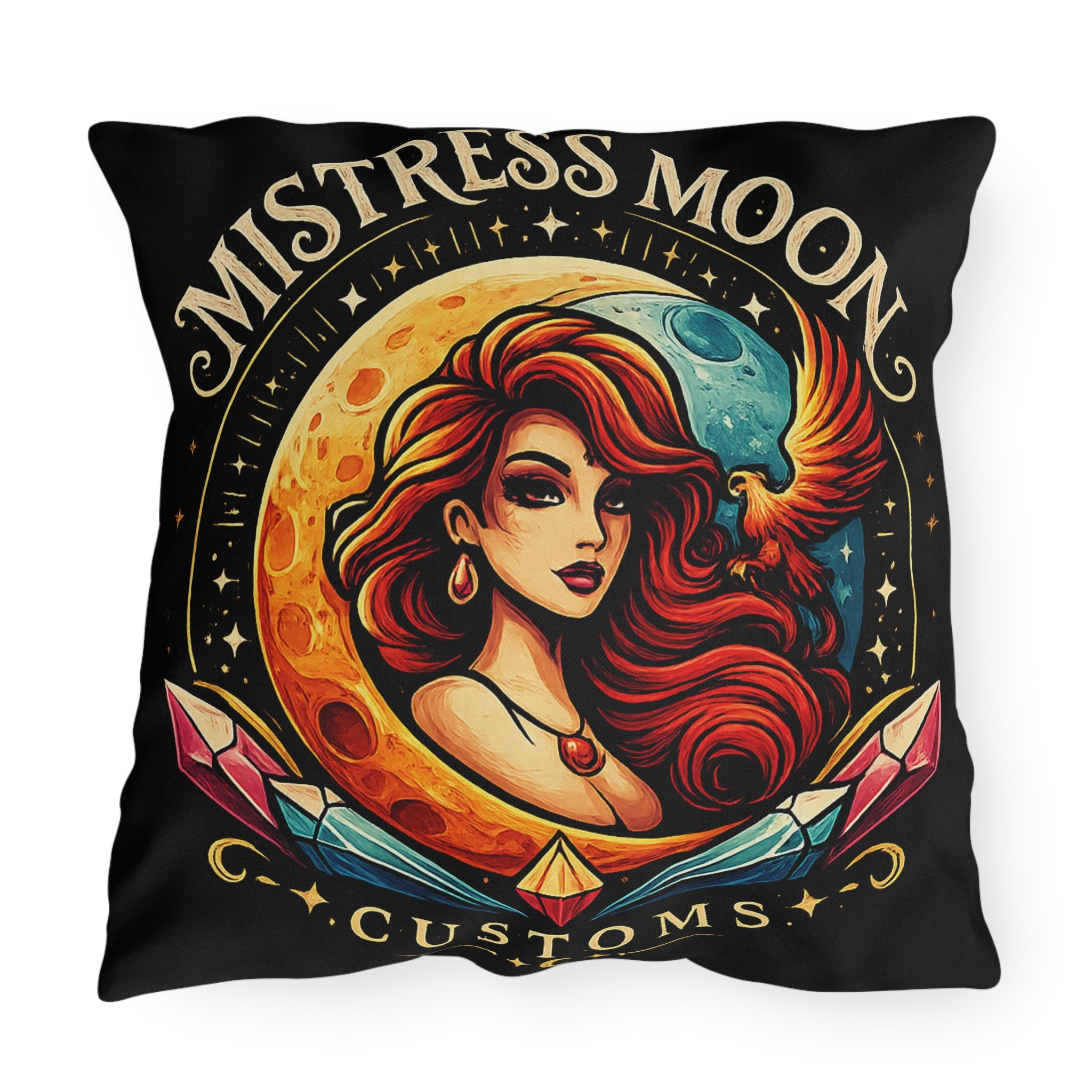 Mistress Moon Outdoor Pillow — Goddess Moonlight Decorative Cushion mm1