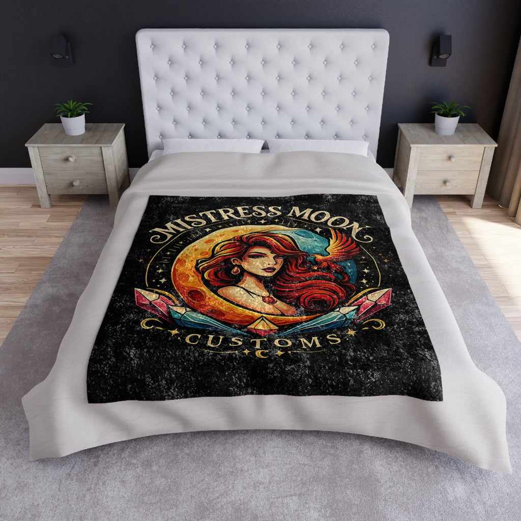 Crushed Velvet Blanket — Phoenix Crowned 'Mistress Moon' Flame Art Throw mm1