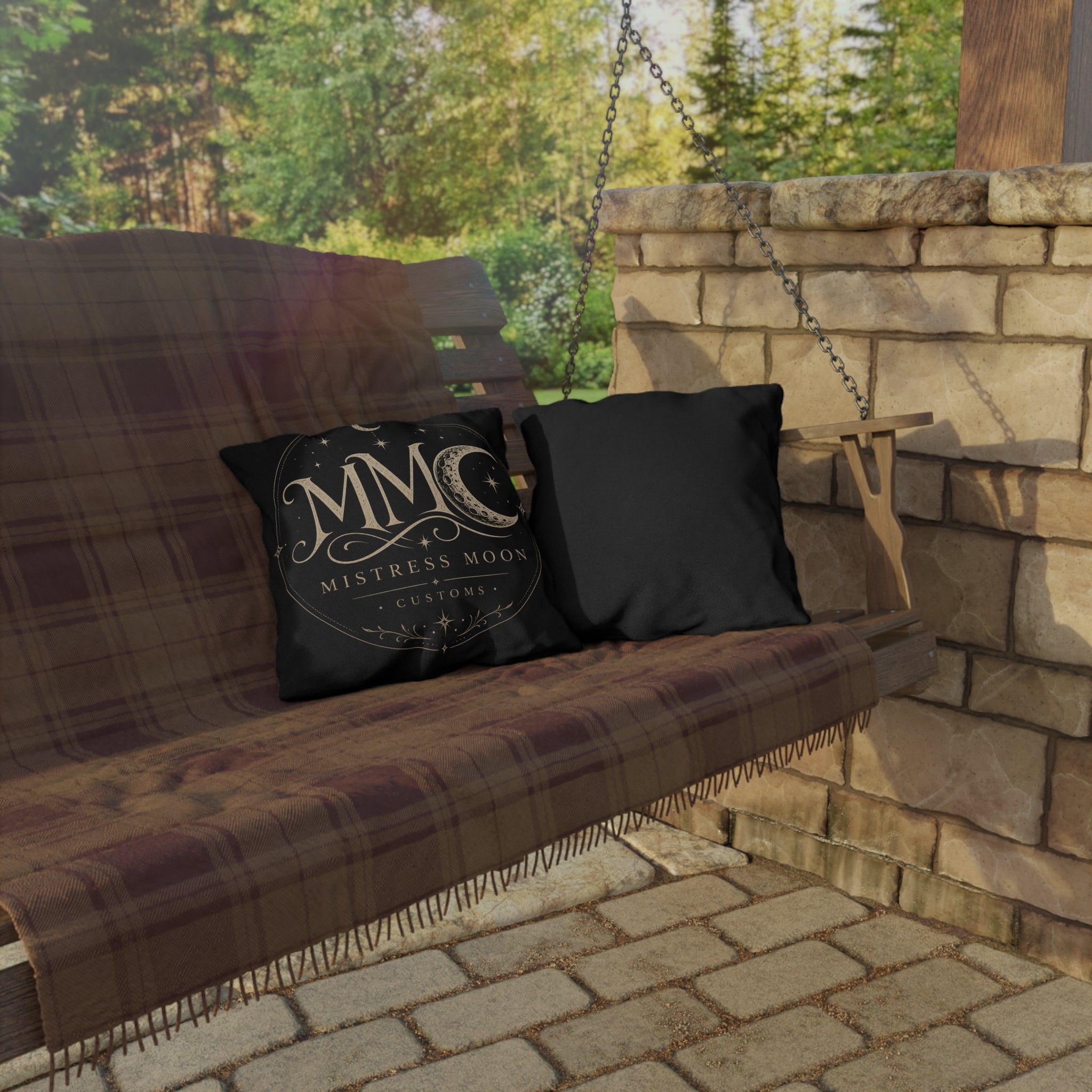 Mistress Moon Outdoor Pillow — Goddess Moonlight Decorative Cushion mmc mono