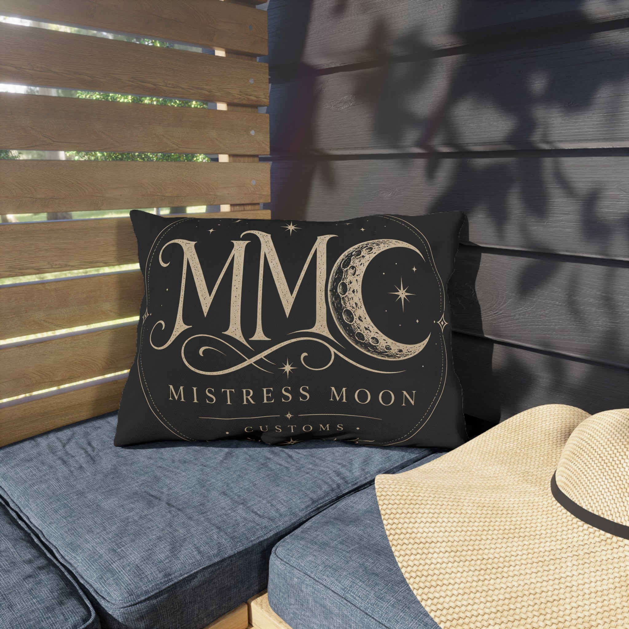 Mistress Moon Outdoor Pillow — Goddess Moonlight Decorative Cushion mmc mono