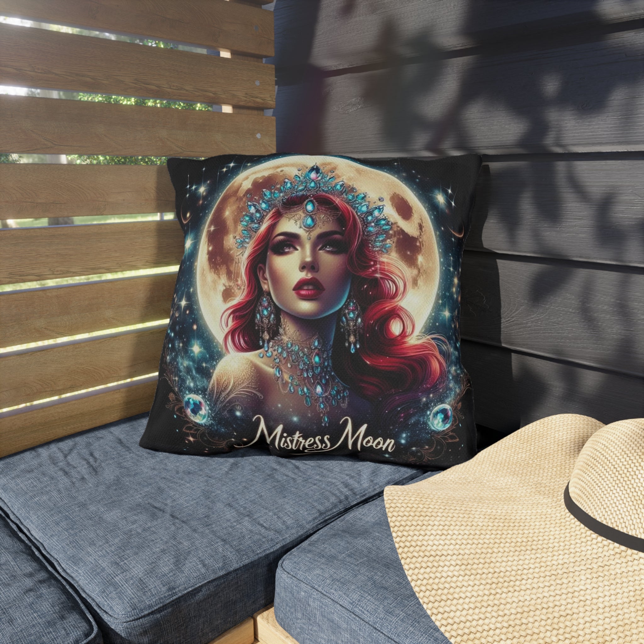 Mistress Moon Outdoor Pillow — Goddess Moonlight Decorative Cushion mm4