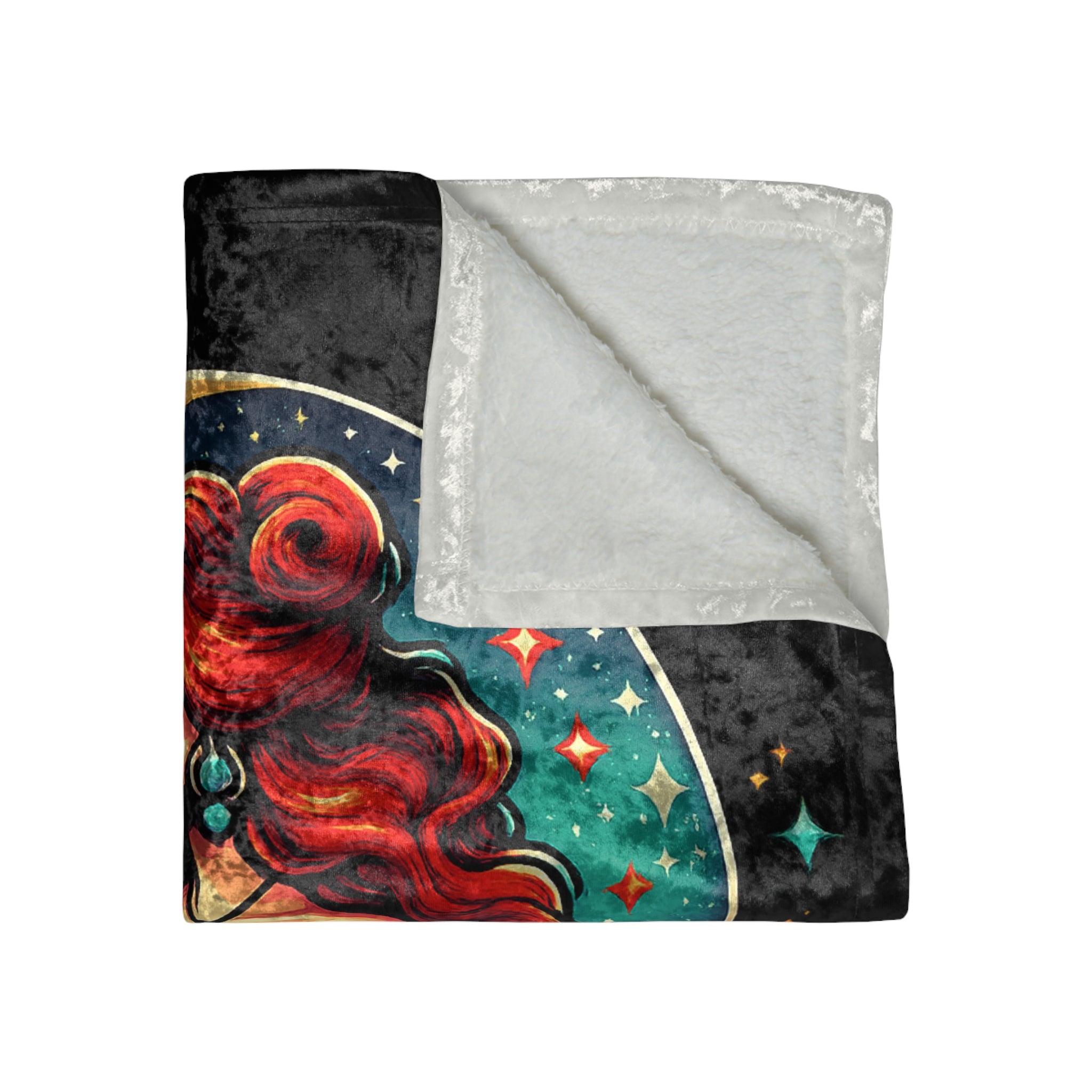 Crushed Velvet Blanket — Phoenix Crowned 'Mistress Moon' Flame Art Throw mm2