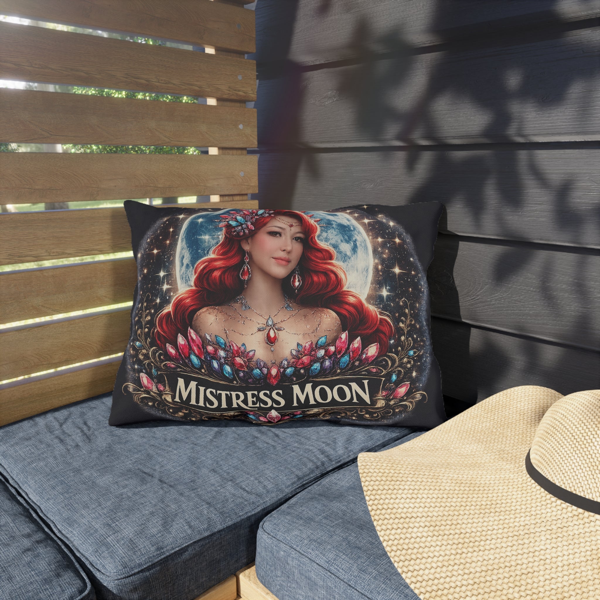 Mistress Moon Outdoor Pillow — Goddess Moonlight Decorative Cushion mm5