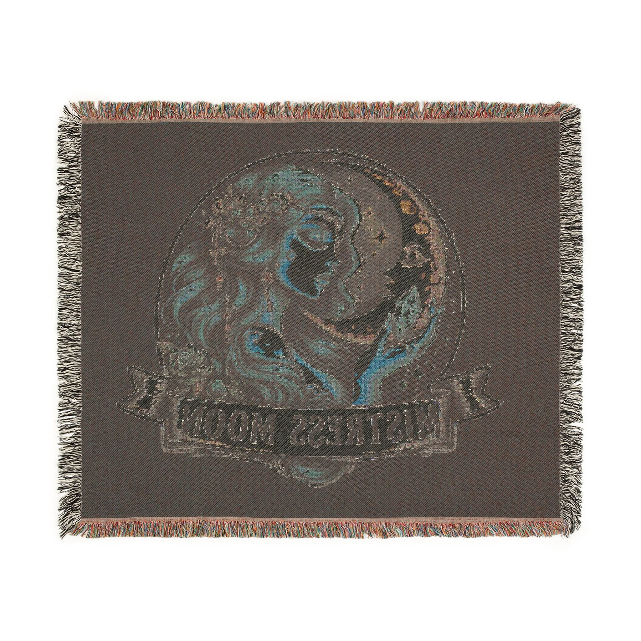 Mistress Moon Woven Blanket | Vintage Art Deco Goddess Throw mm3