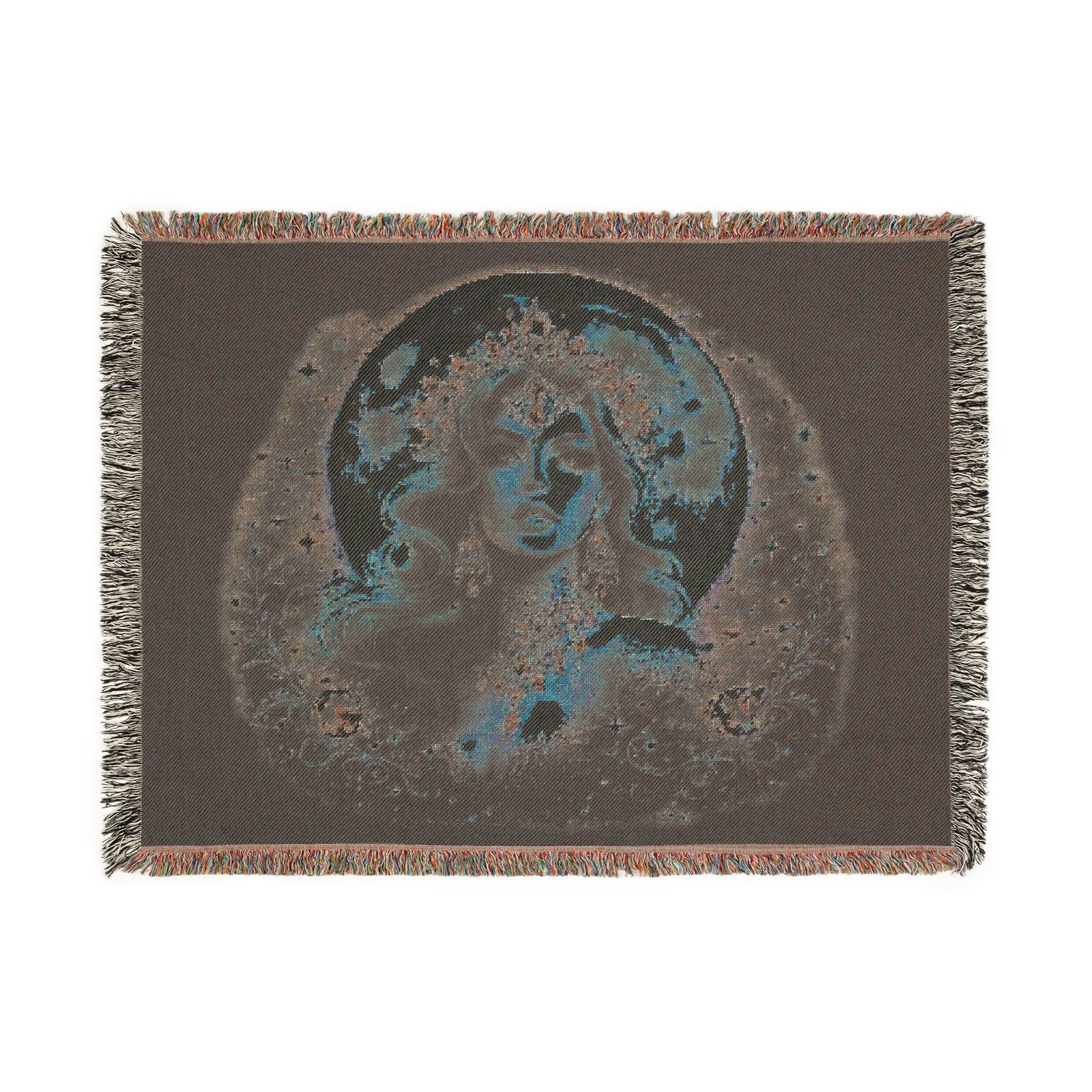 Mistress Moon Woven Blanket | Vintage Art Deco Goddess Throw mm4