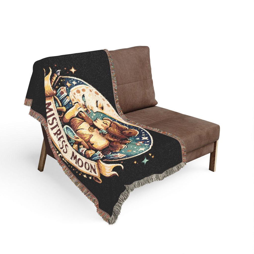 Mistress Moon Woven Blanket | Vintage Art Deco Goddess Throw mm2