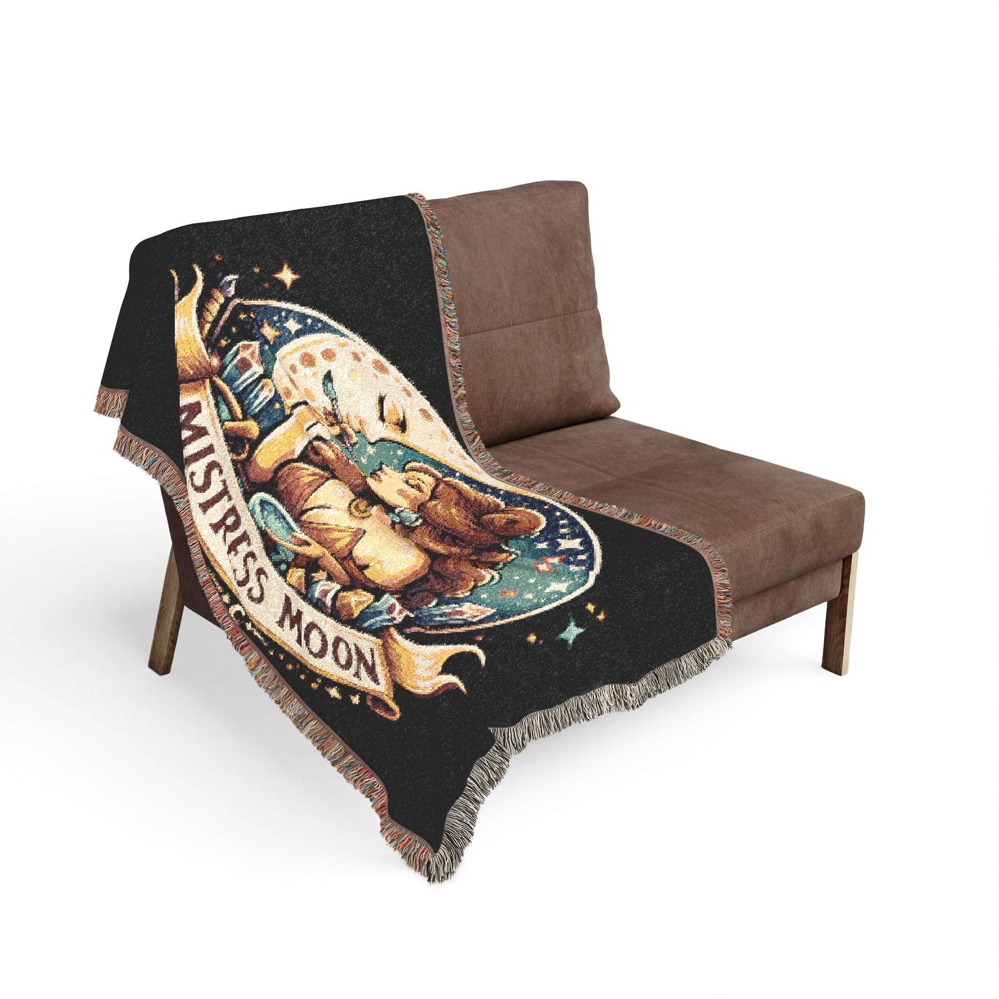Mistress Moon Woven Blanket | Vintage Art Deco Goddess Throw mm2