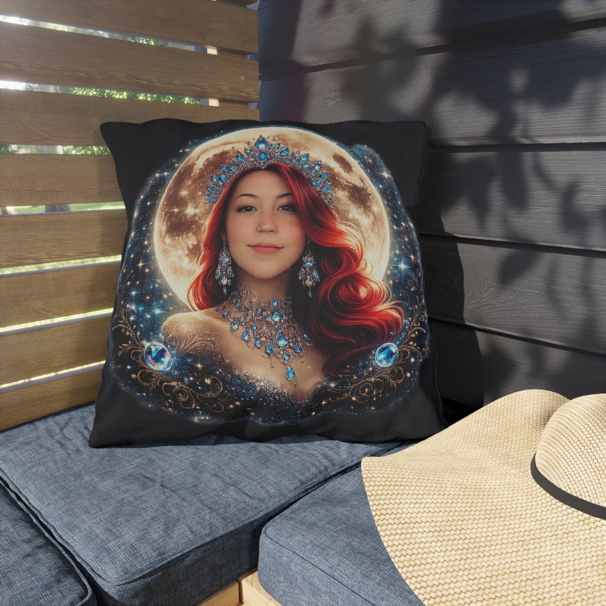 Mistress Moon Outdoor Pillow — Goddess Moonlight Decorative Cushion mm4r