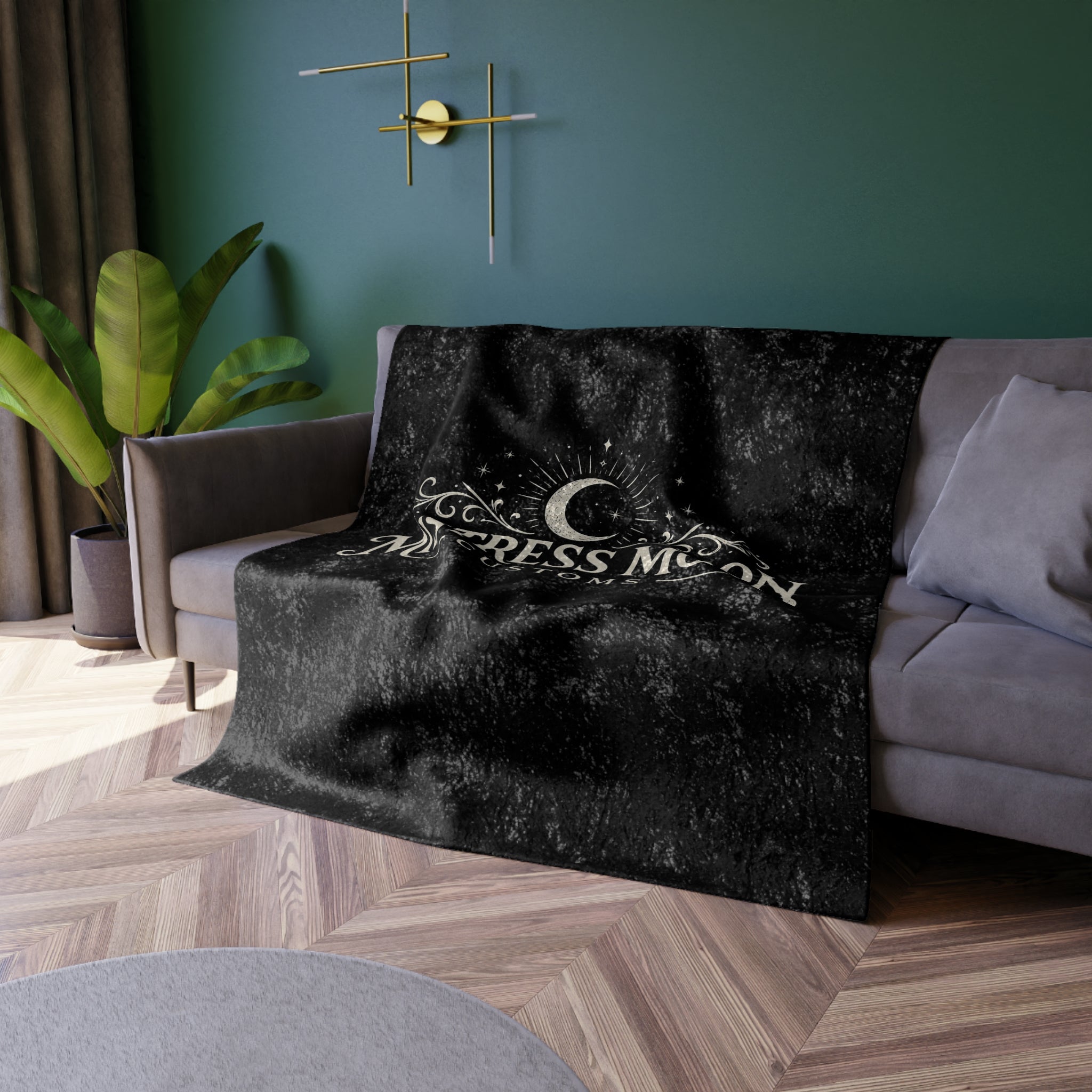 Crushed Velvet Blanket — Phoenix Crowned 'Mistress Moon' Flame Art Throw logo