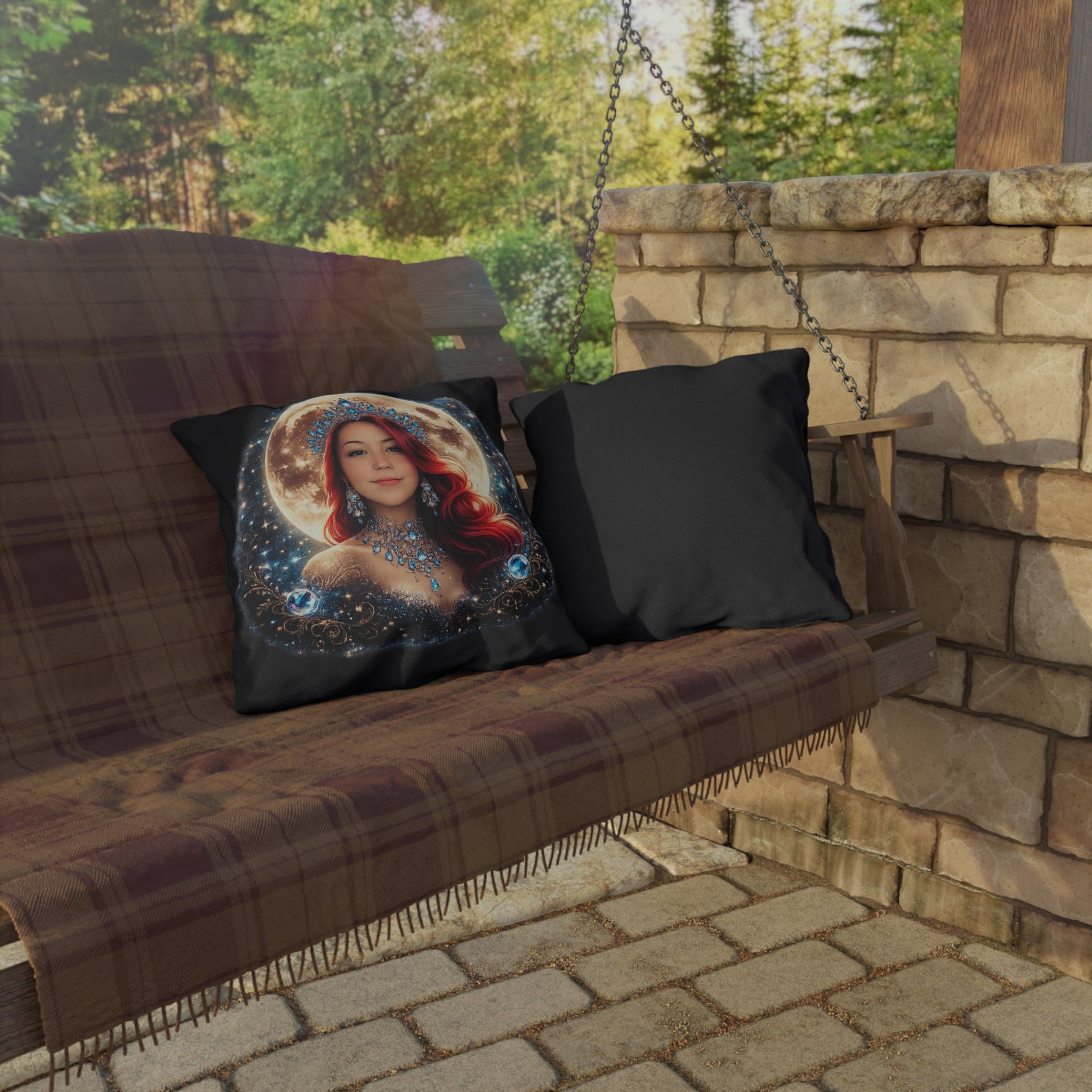 Mistress Moon Outdoor Pillow — Goddess Moonlight Decorative Cushion mm4r