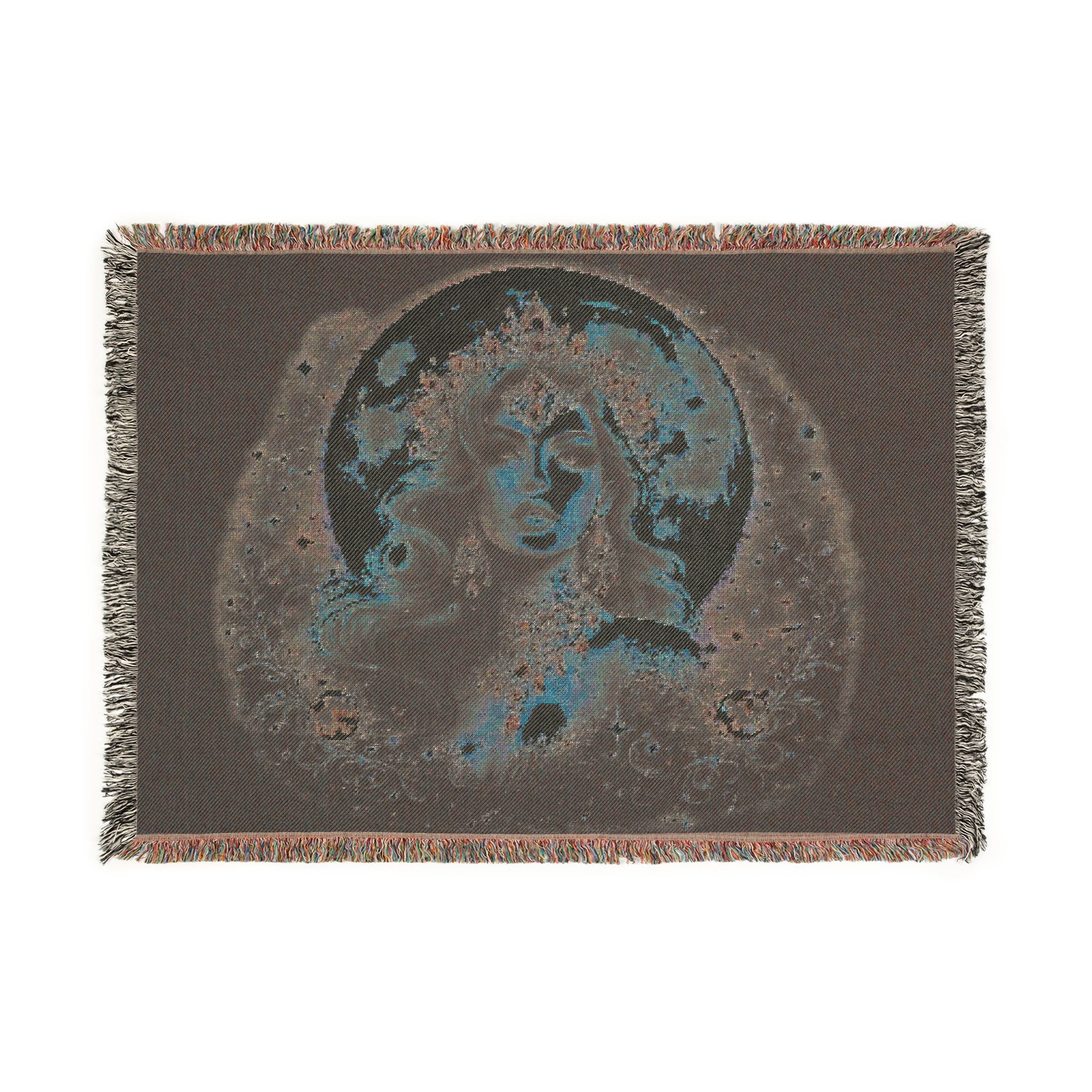 Mistress Moon Woven Blanket | Vintage Art Deco Goddess Throw mm4
