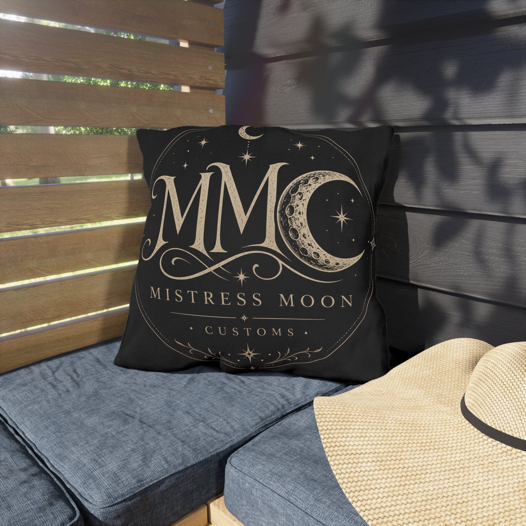 Mistress Moon Outdoor Pillow — Goddess Moonlight Decorative Cushion mmc mono