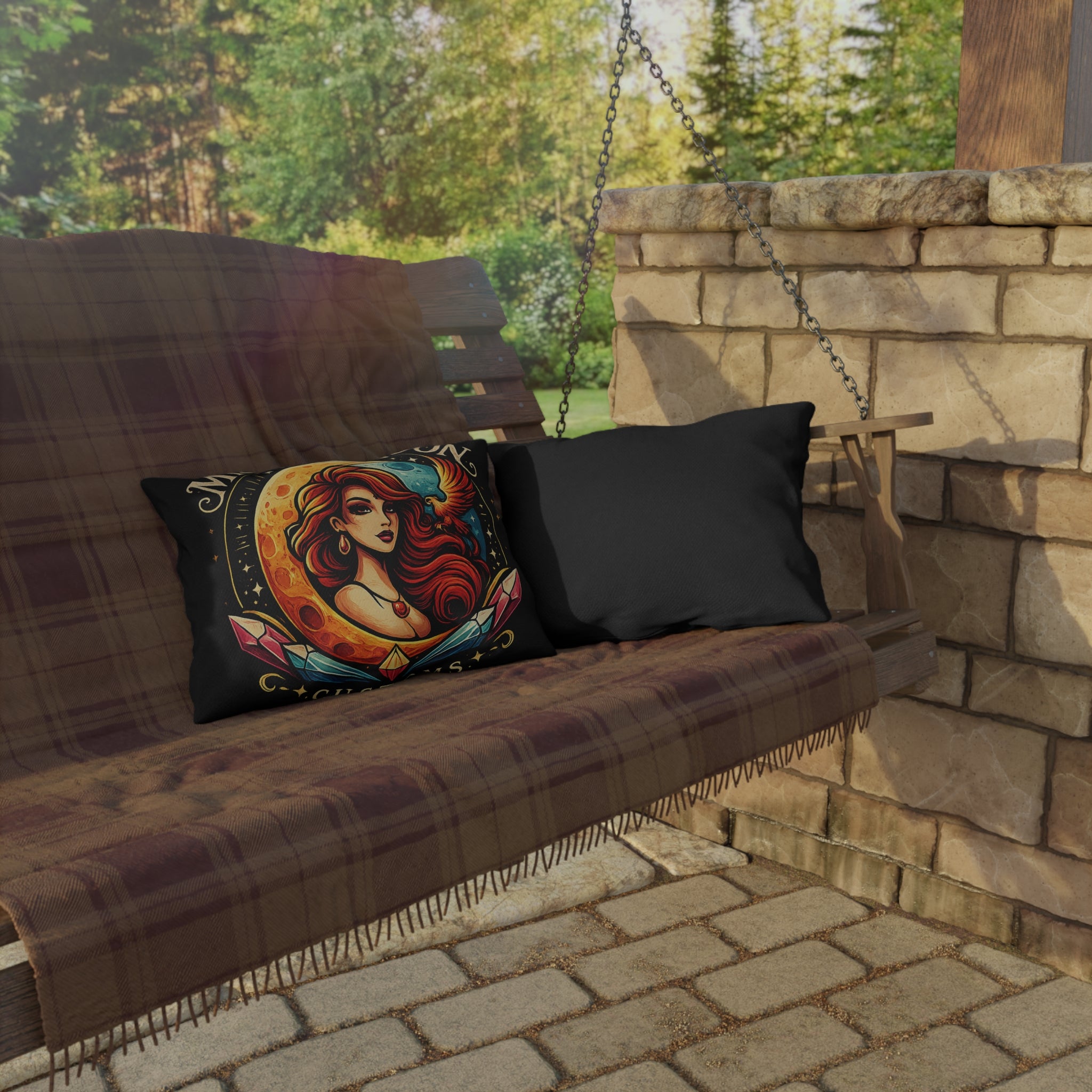 Mistress Moon Outdoor Pillow — Goddess Moonlight Decorative Cushion mm1