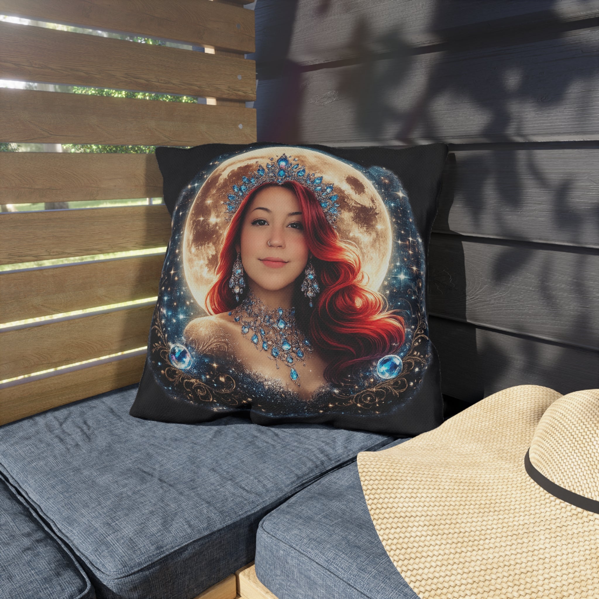 Mistress Moon Outdoor Pillow — Goddess Moonlight Decorative Cushion mm4r