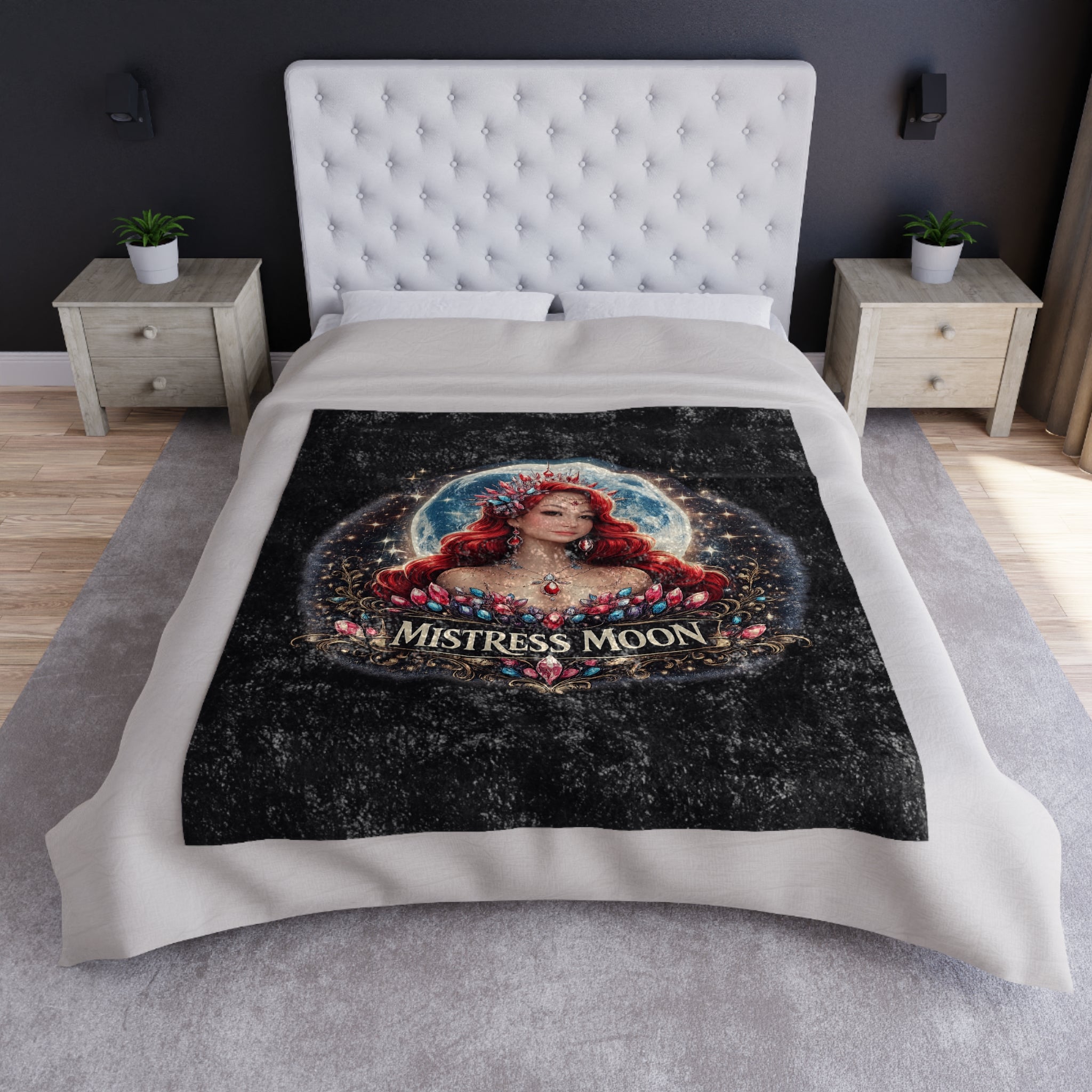 Crushed Velvet Blanket — Phoenix Crowned 'Mistress Moon mm5