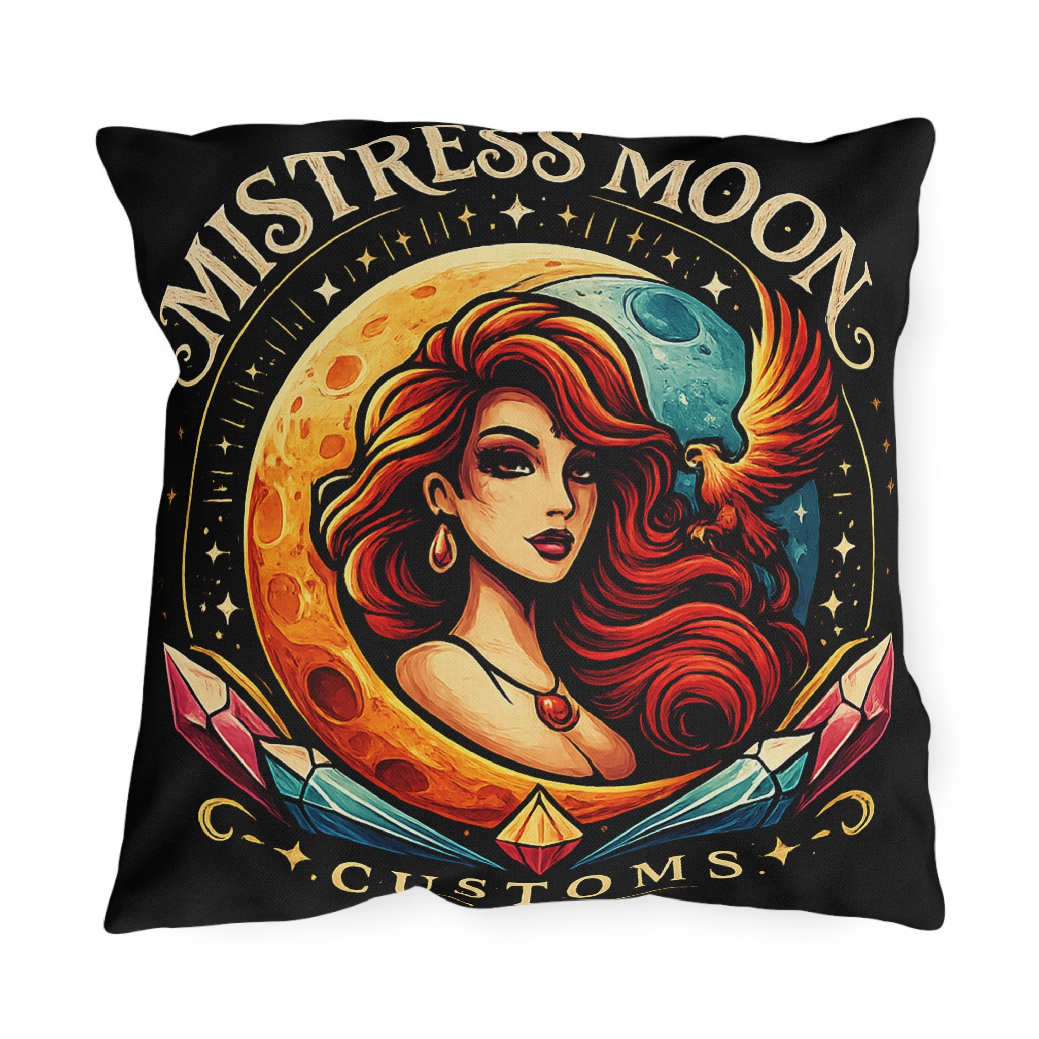 Mistress Moon Outdoor Pillow — Goddess Moonlight Decorative Cushion mm1