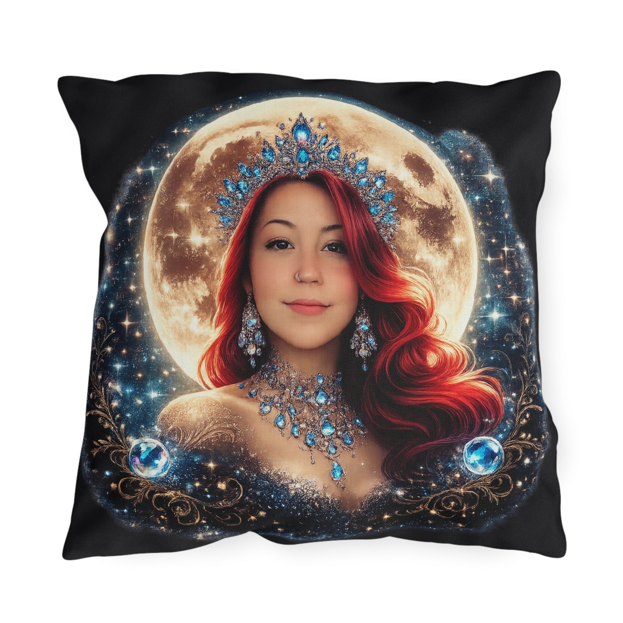 Mistress Moon Outdoor Pillow — Goddess Moonlight Decorative Cushion mm4r