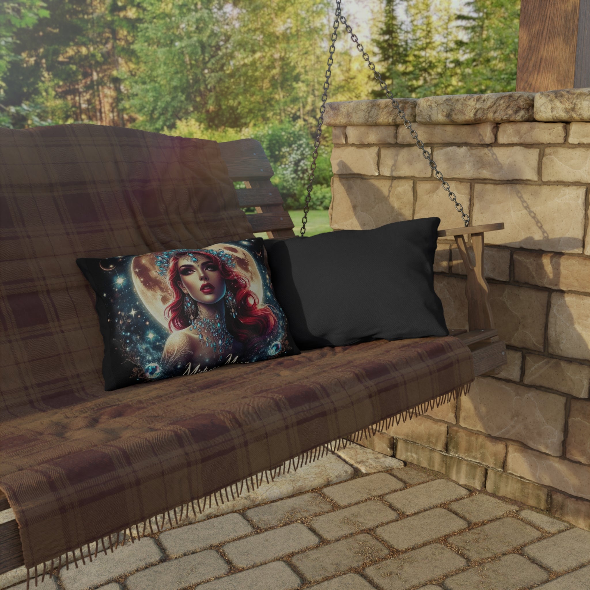 Mistress Moon Outdoor Pillow — Goddess Moonlight Decorative Cushion mm4