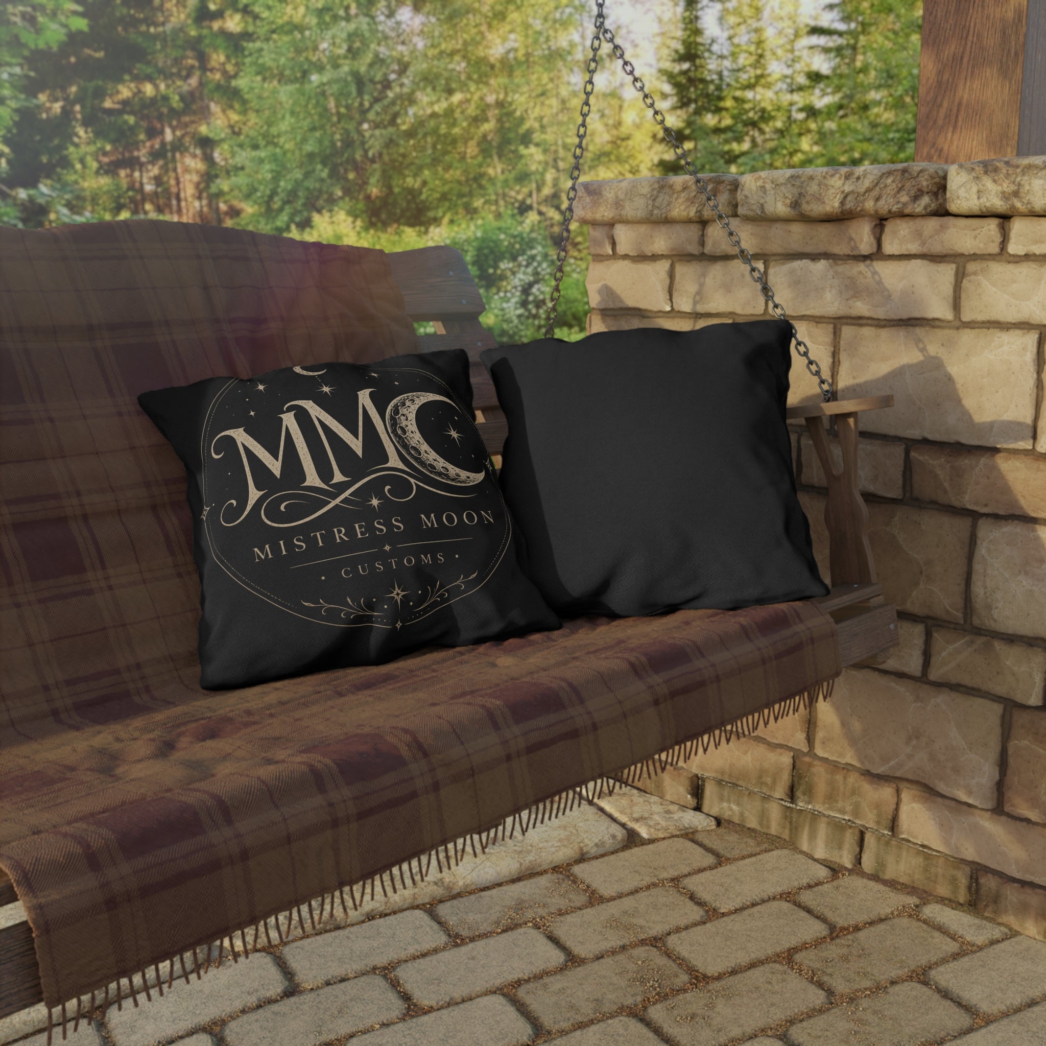 Mistress Moon Outdoor Pillow — Goddess Moonlight Decorative Cushion mmc mono