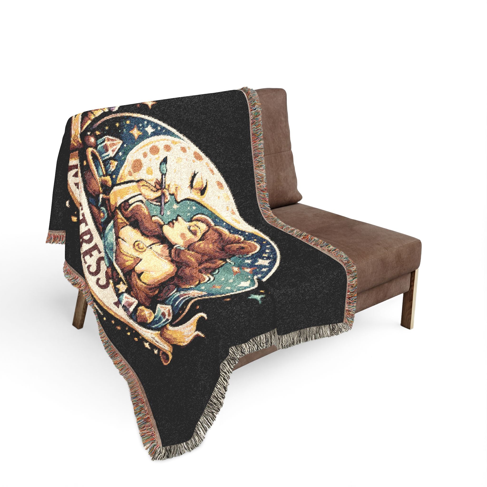 Mistress Moon Woven Blanket | Vintage Art Deco Goddess Throw mm2