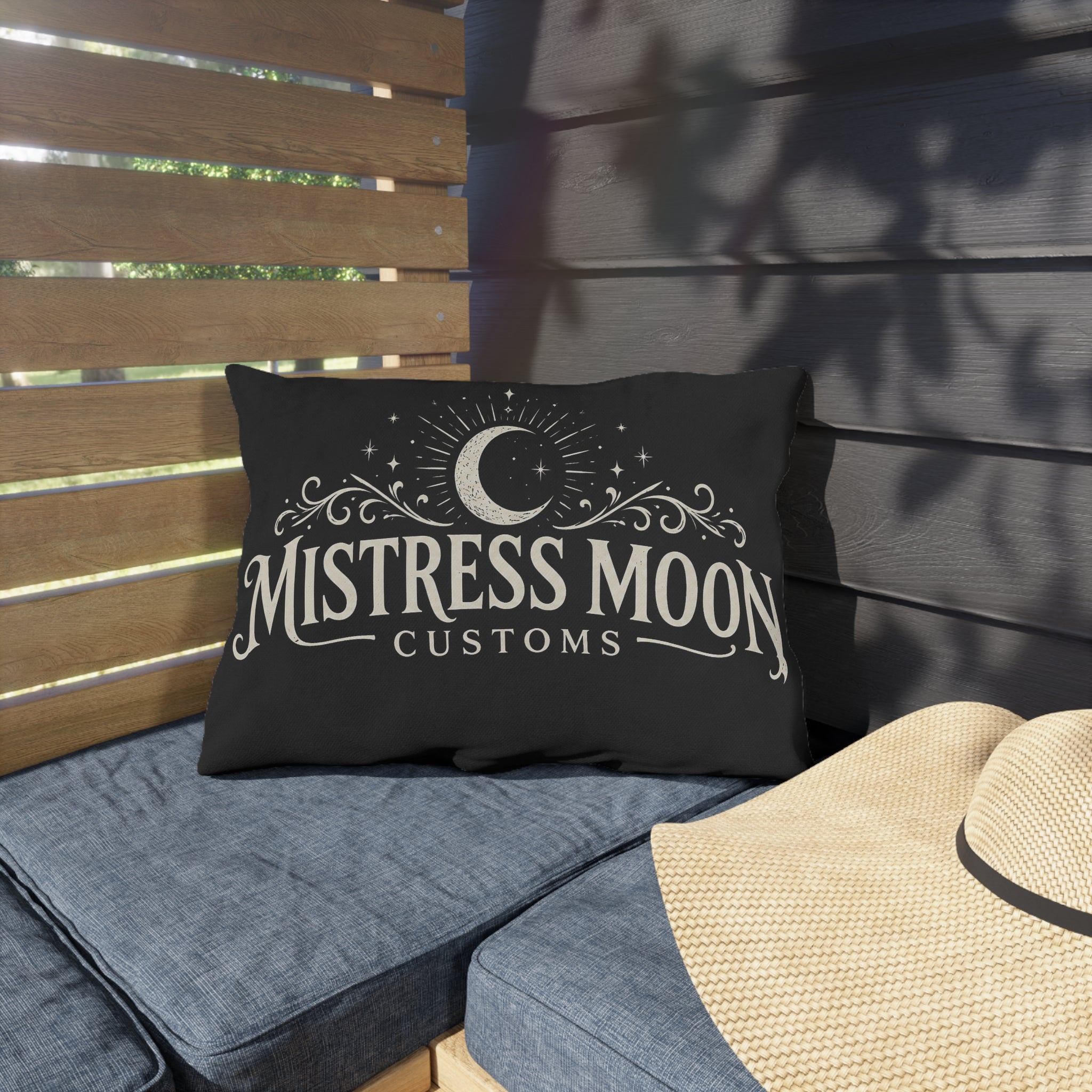 Mistress Moon Outdoor Pillow — Goddess Moonlight Decorative Cushion logo