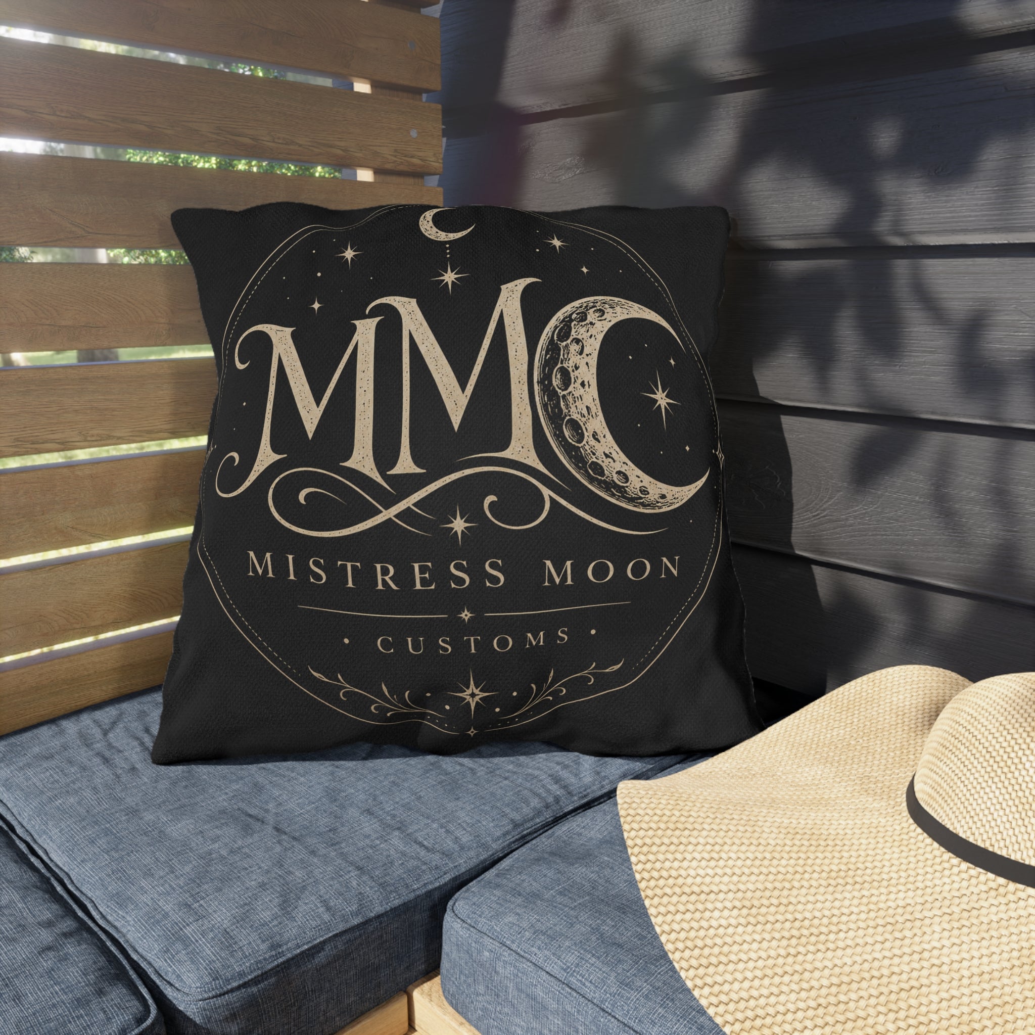Mistress Moon Outdoor Pillow — Goddess Moonlight Decorative Cushion mmc mono
