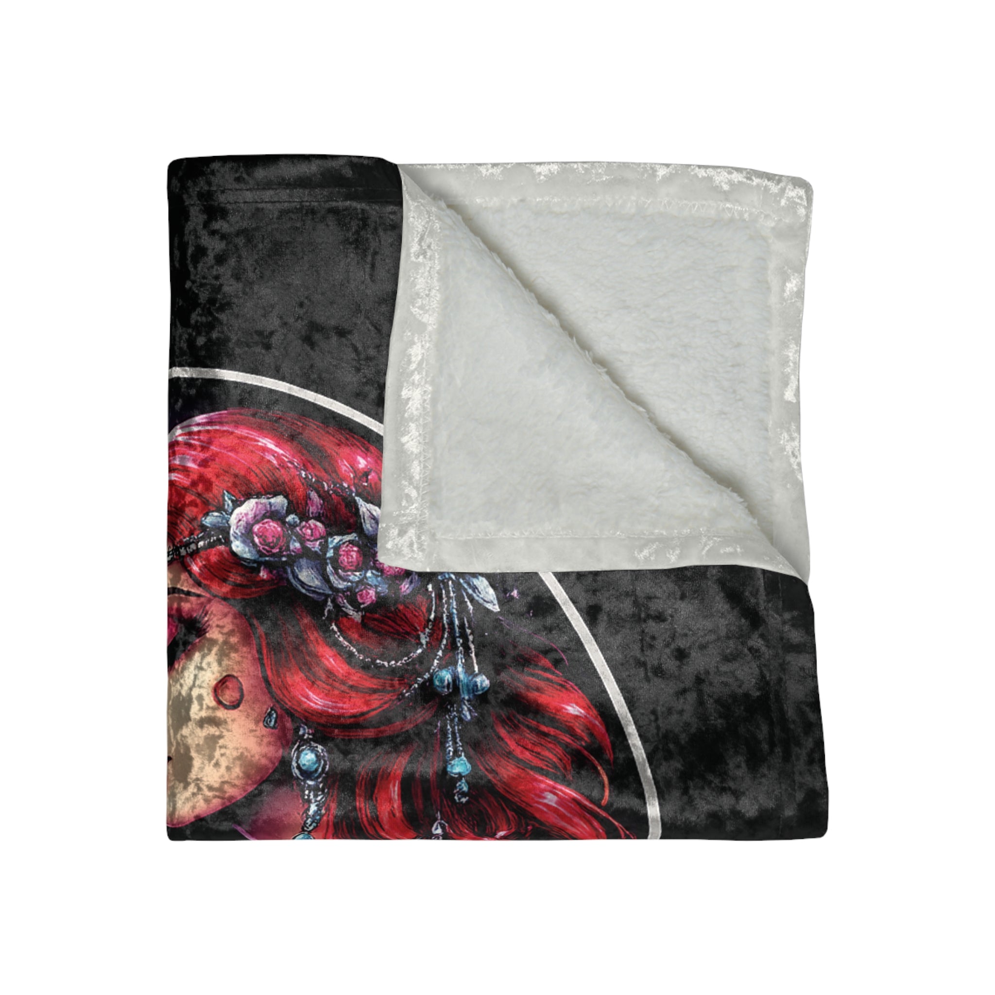 Crushed Velvet Blanket — Phoenix Crowned 'Mistress Moon' Flame Art Throw mm3
