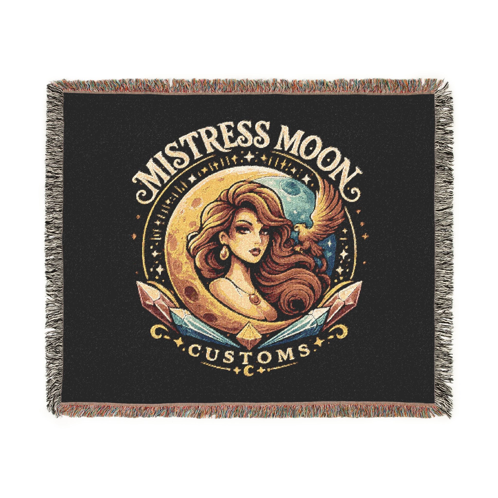 Mistress Moon Woven Blanket | Vintage Art Deco Goddess Throw mm1