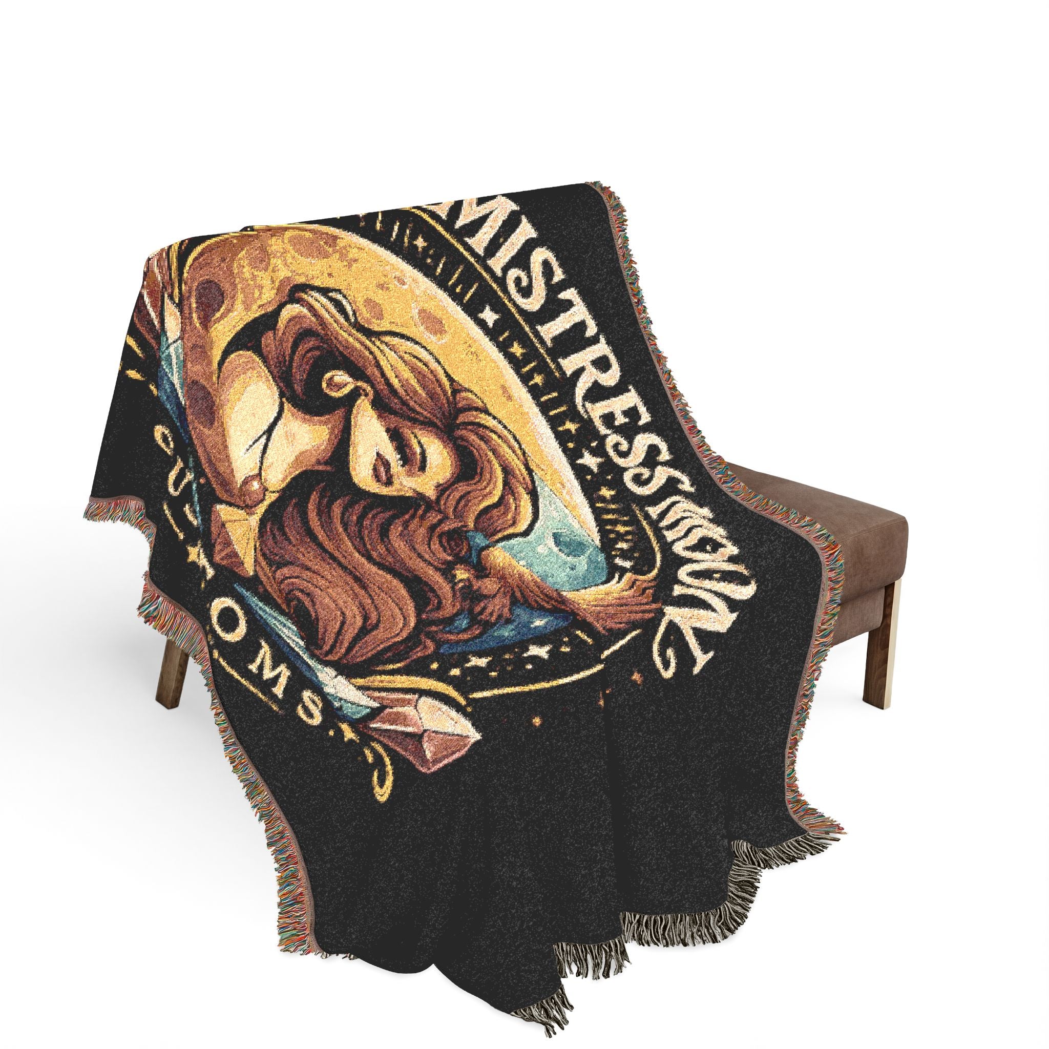 Mistress Moon Woven Blanket | Vintage Art Deco Goddess Throw mm1