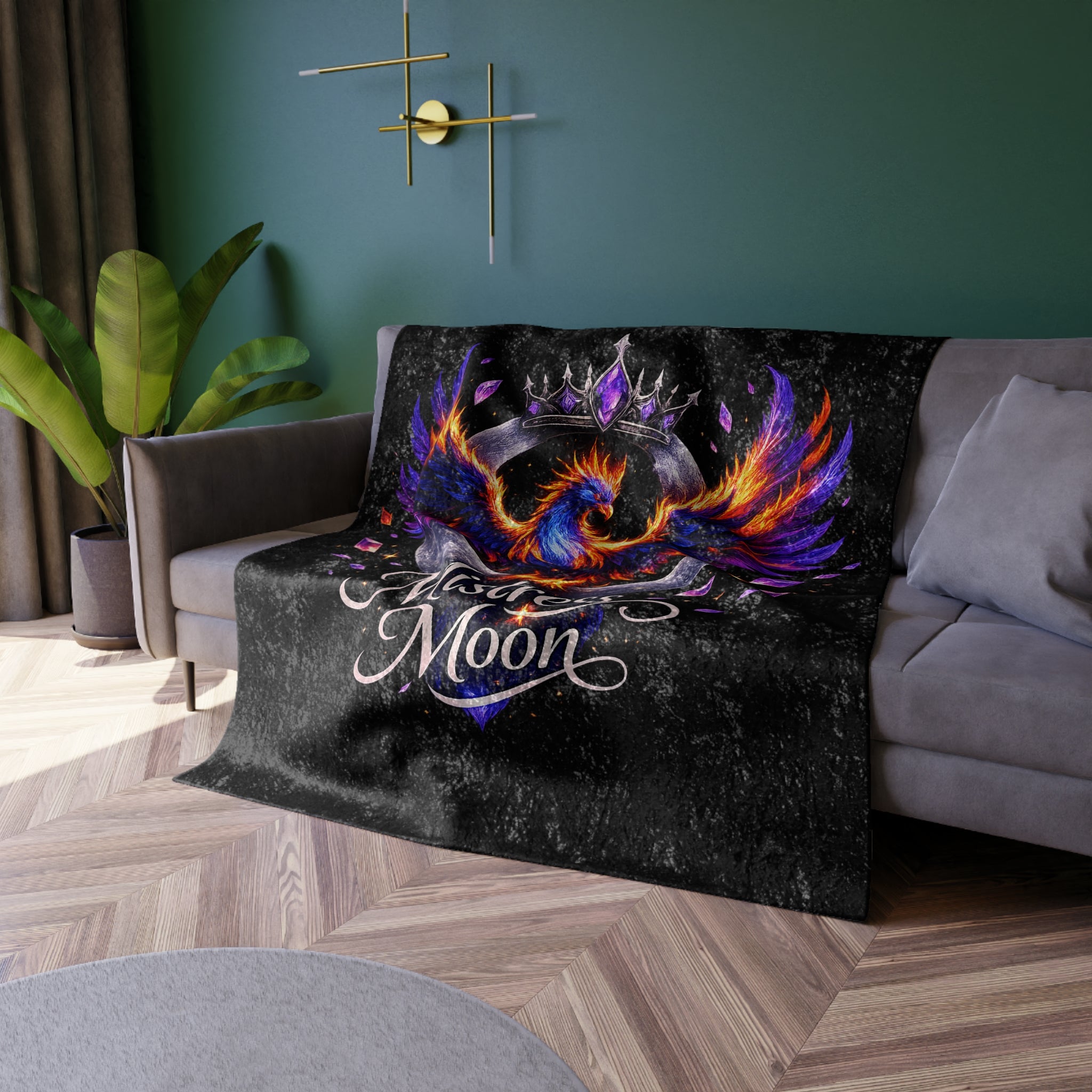 Crushed Velvet Blanket — Phoenix Crowned 'Mistress Moon mm6