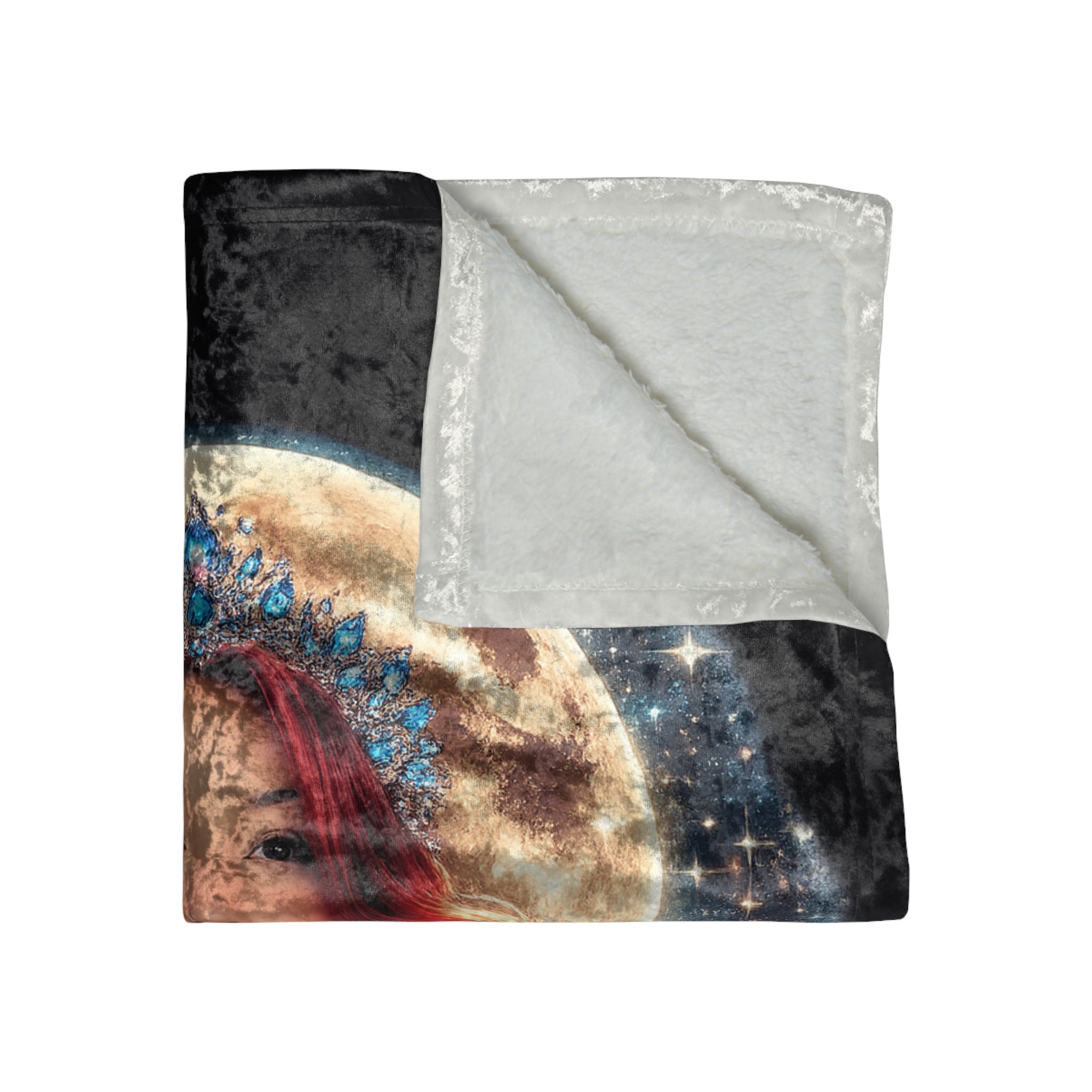 Crushed Velvet Blanket — Phoenix Crowned 'Mistress Moon' Flame Art Throw mm4r