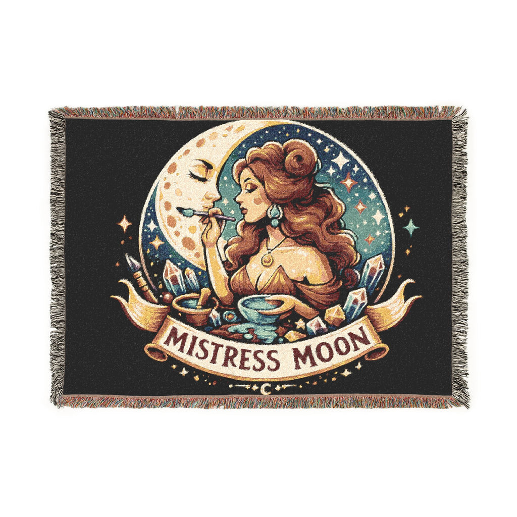Mistress Moon Woven Blanket | Vintage Art Deco Goddess Throw mm2