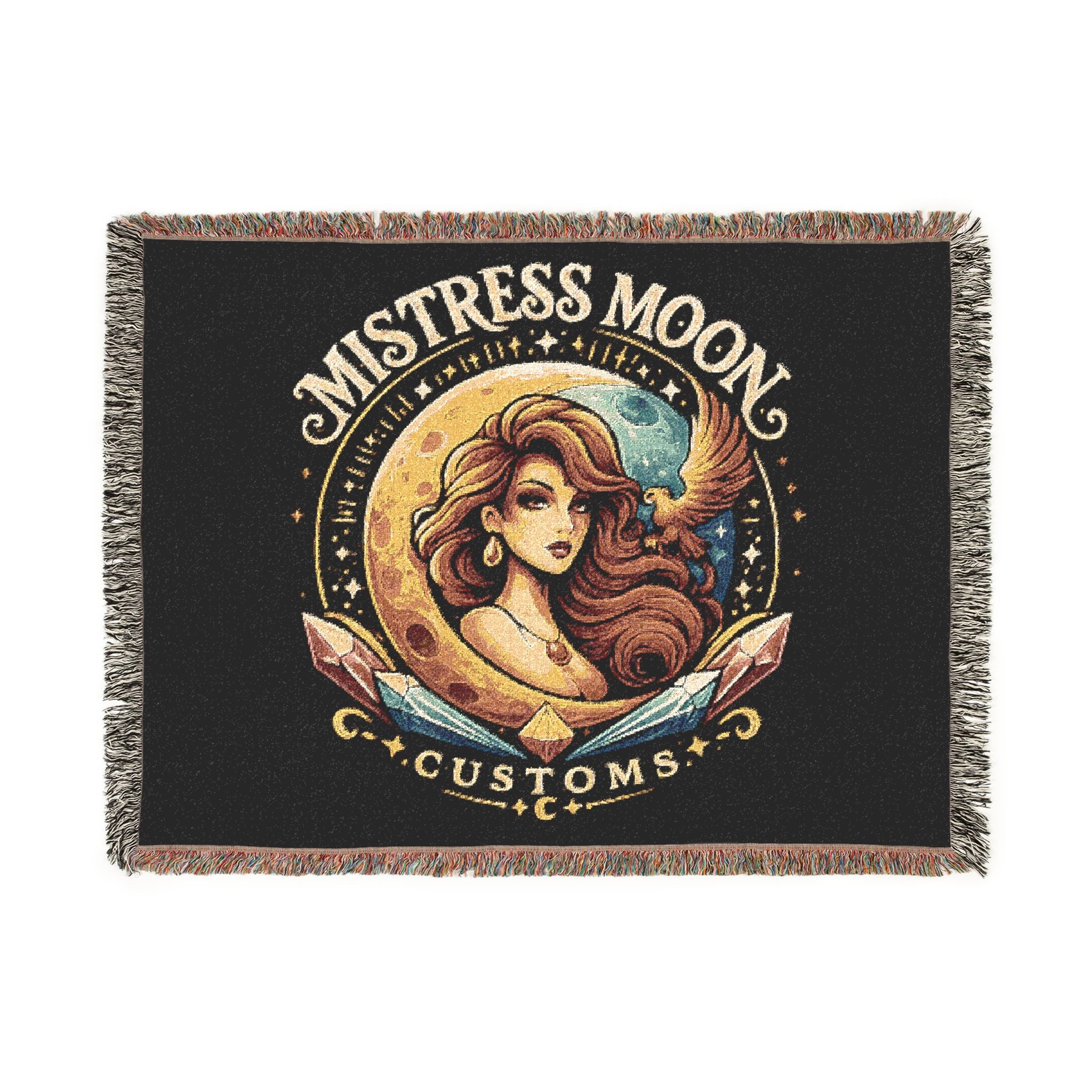 Mistress Moon Woven Blanket | Vintage Art Deco Goddess Throw mm1