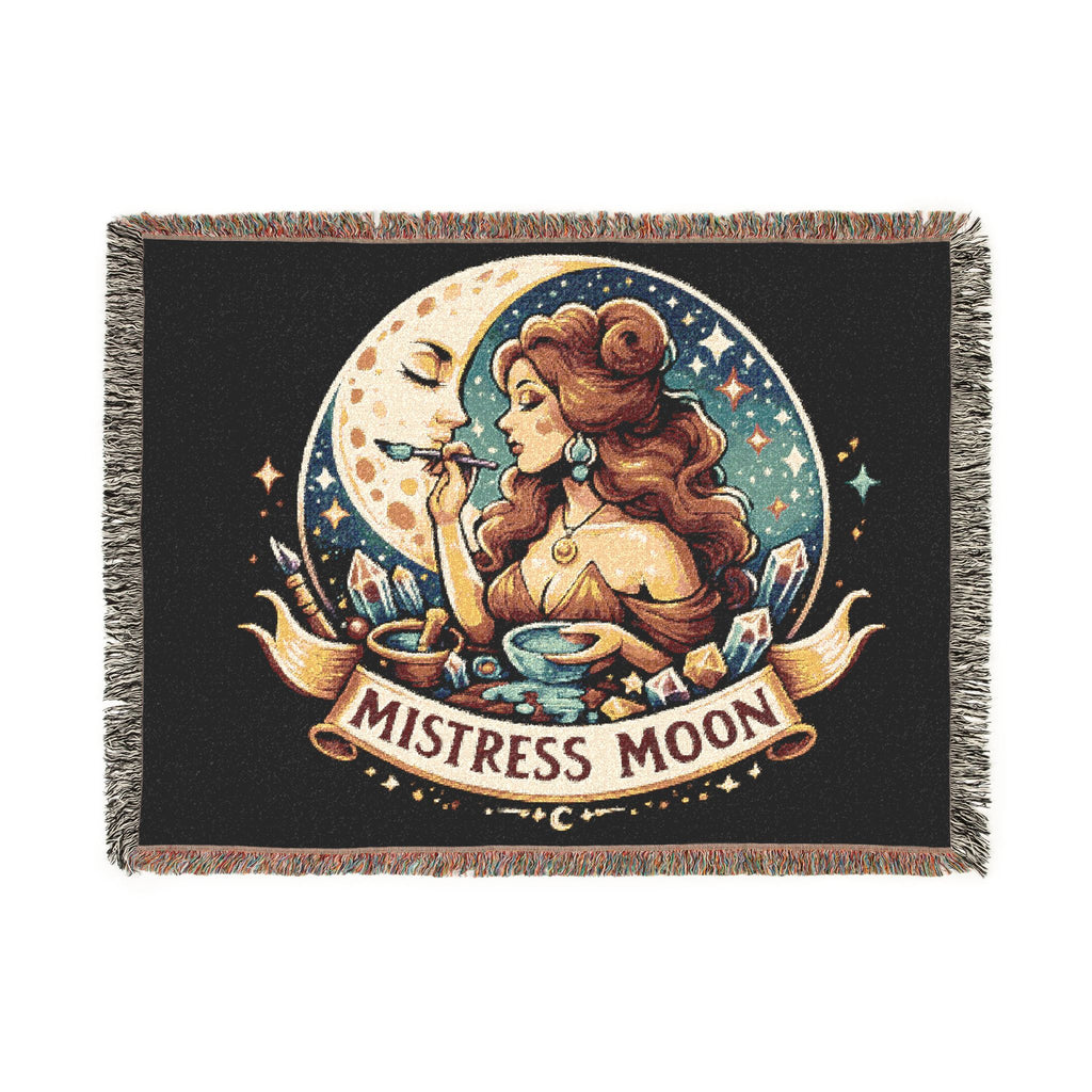 Mistress Moon Woven Blanket | Vintage Art Deco Goddess Throw mm2